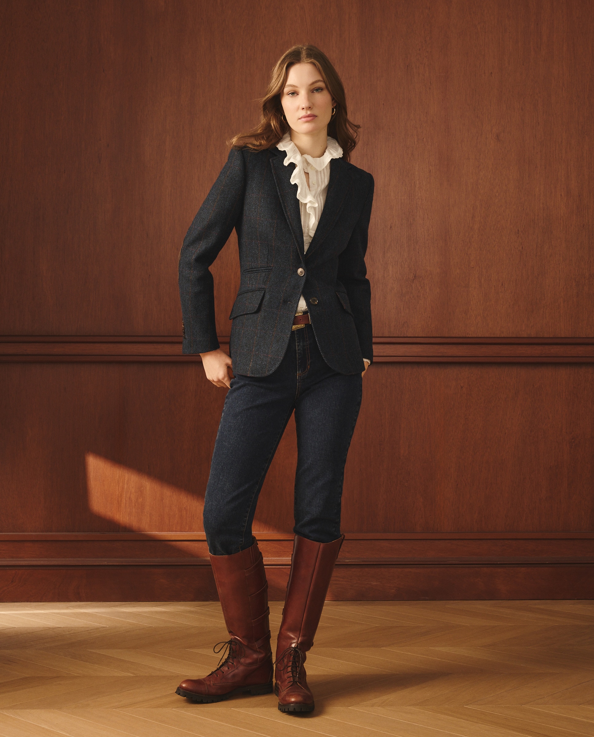 Blazer aos Quadrados com Cotoveleiras Azul-marinho-1