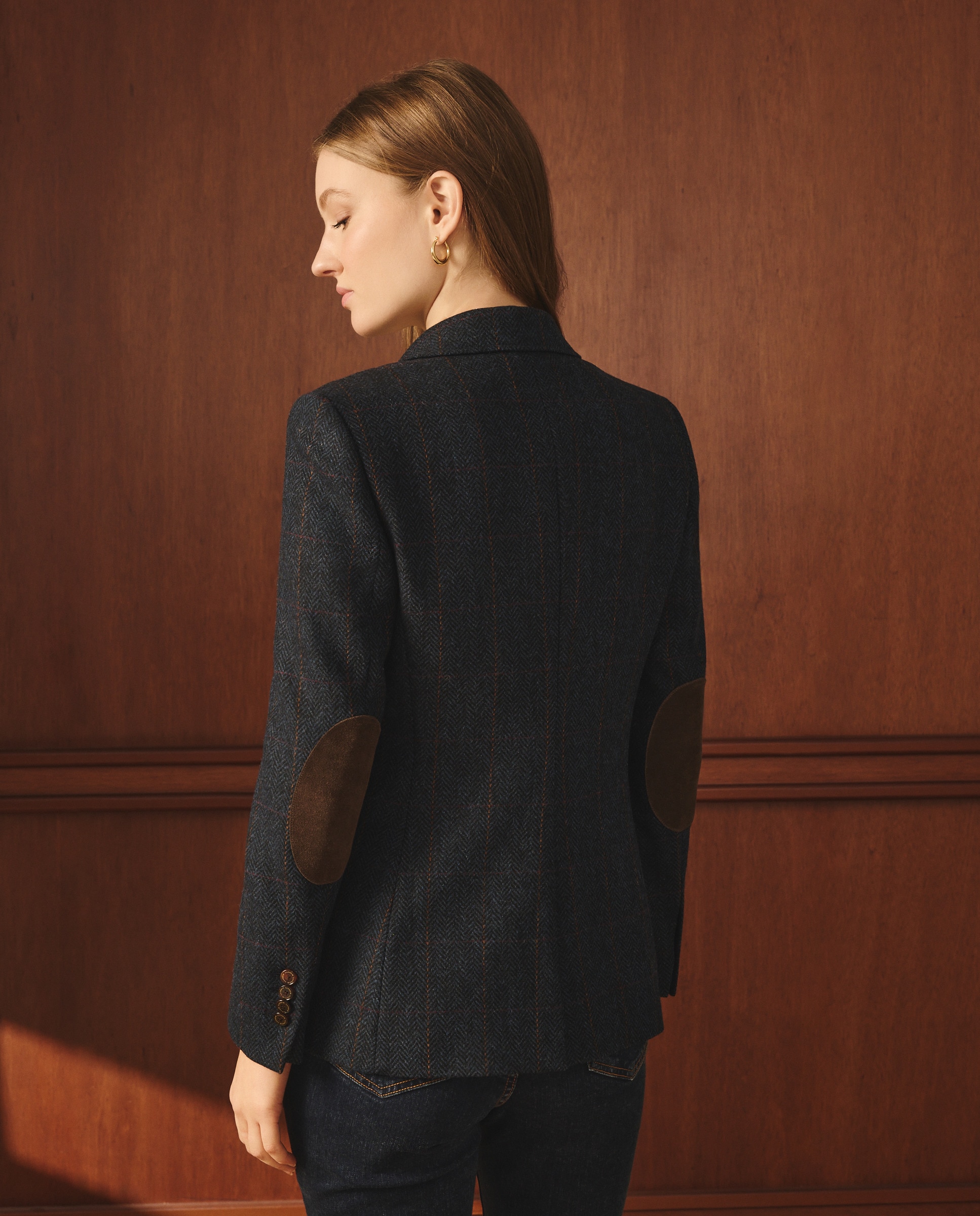 Blazer aos Quadrados com Cotoveleiras Azul-marinho-4