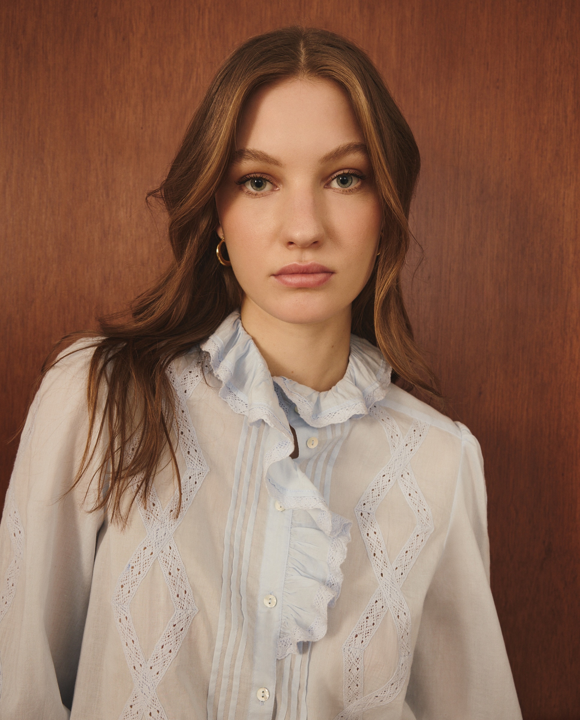 Blusa Romântica de Manga Comprida 400 Azul-3