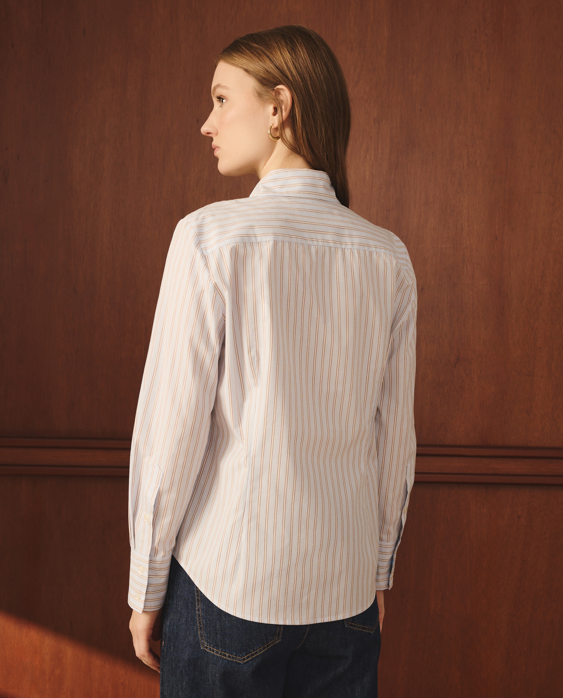 Camisa Estampada com Manga Comprida Azul-4