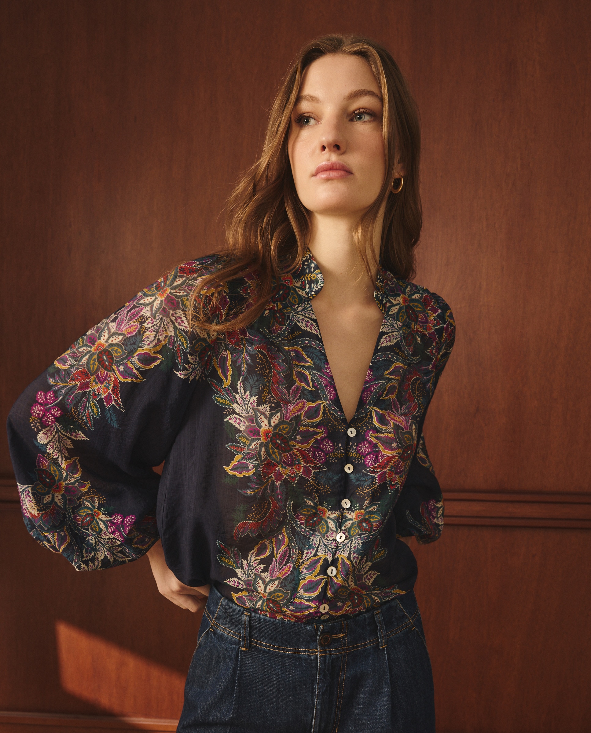 Imagem 0 de Blusa de mulher com manga 3/4 e estampado floral