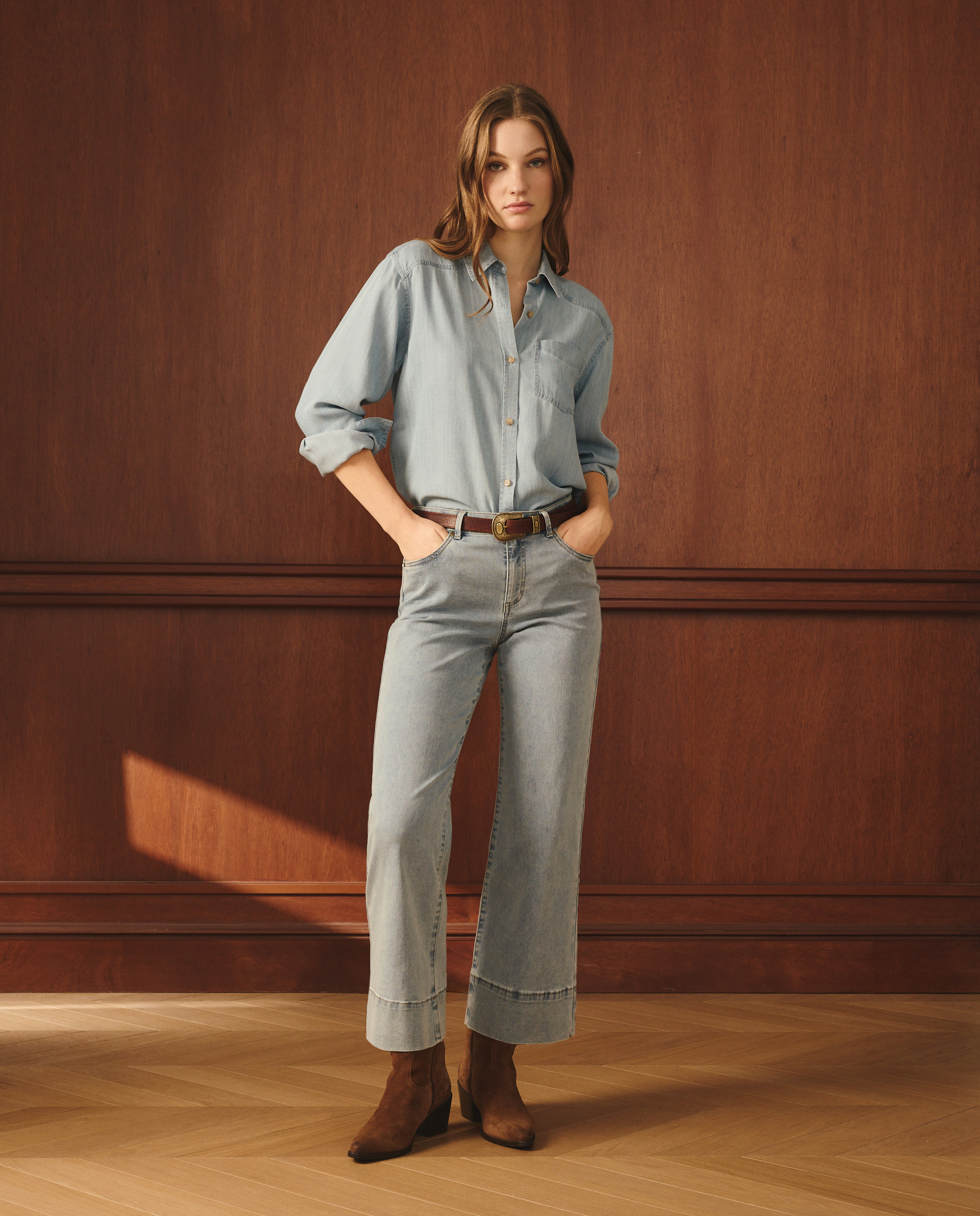 Imagem 0 de Camisa de Ganga com Manga Comprida