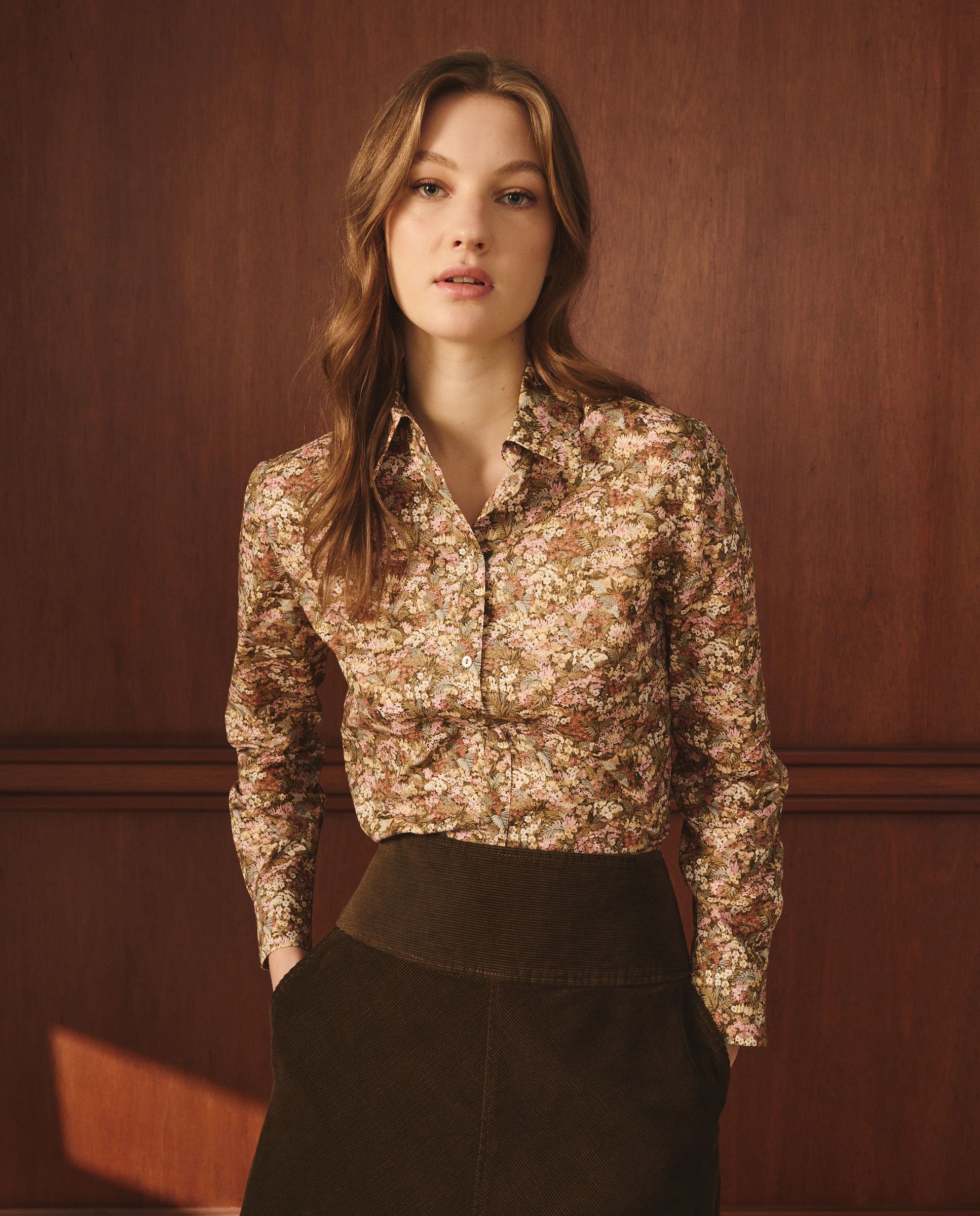 Camisa de Manga Comprida com Estampado Floral Verde-2