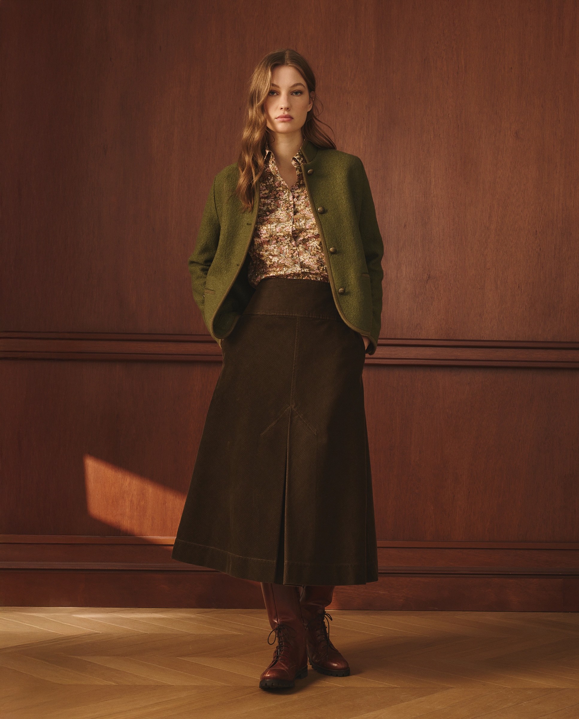 Camisa de Manga Comprida com Estampado Floral Verde-3