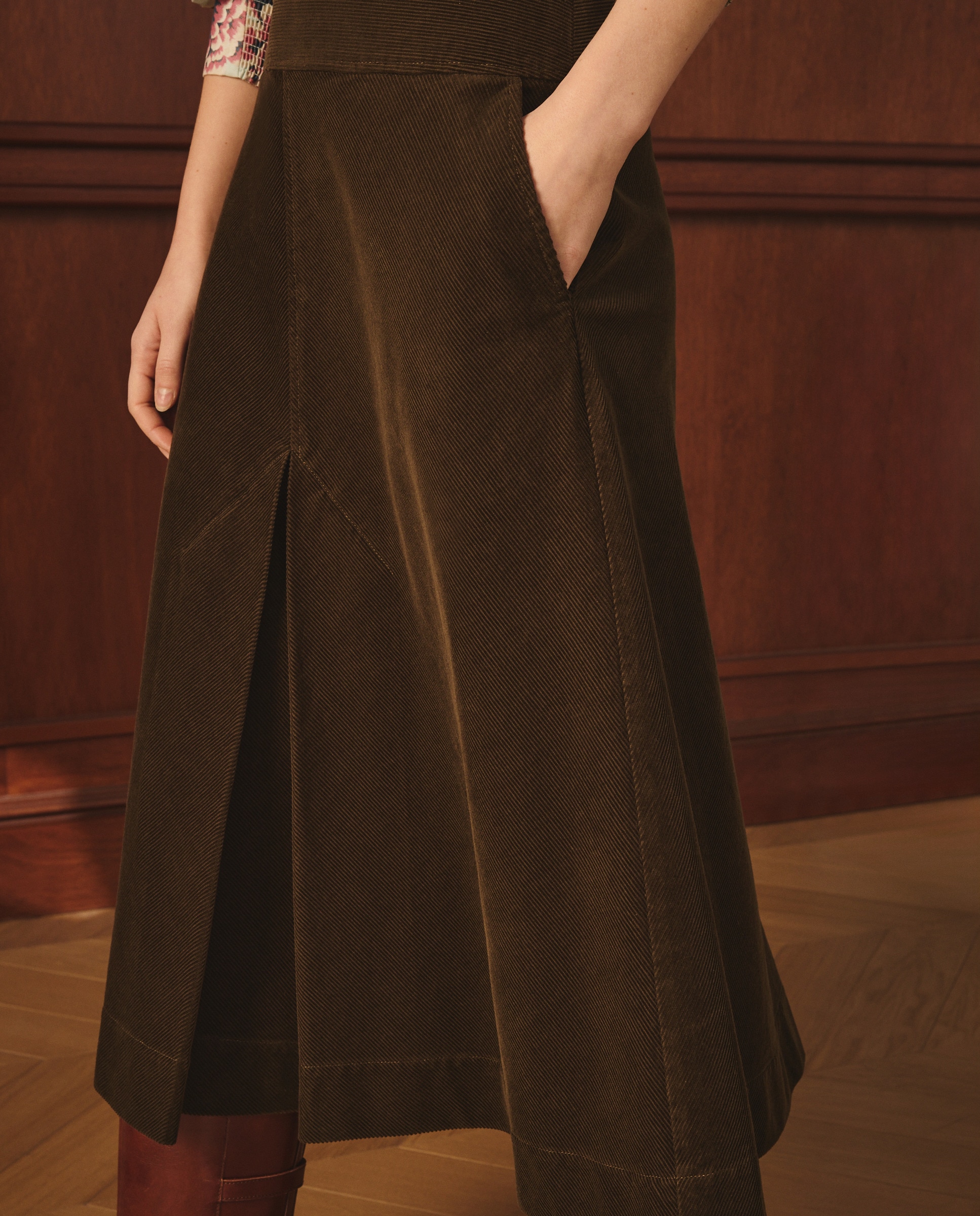 Saia Midi de Bombazina 520 Caqui-4