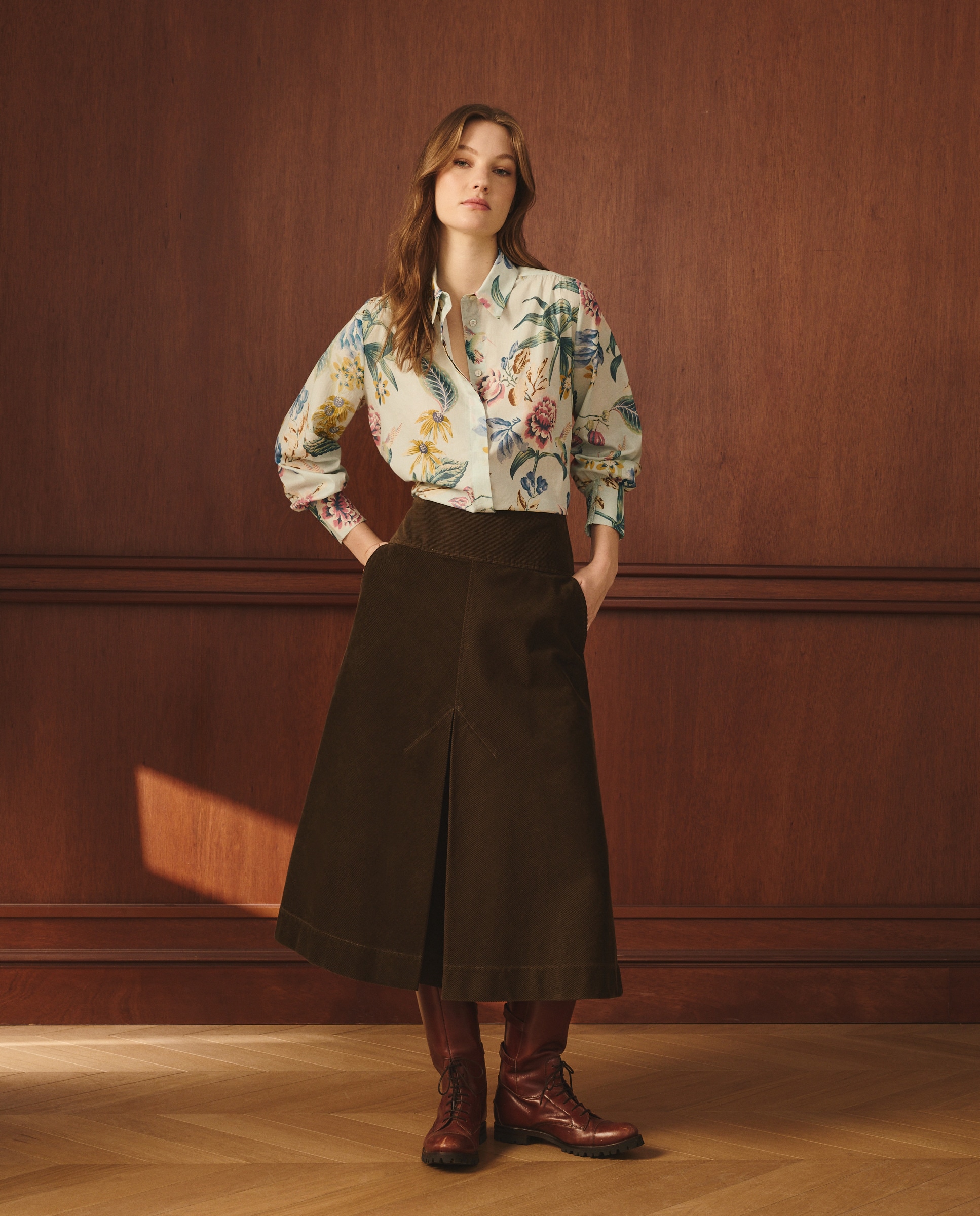 Saia Midi de Bombazina 520 Caqui-1