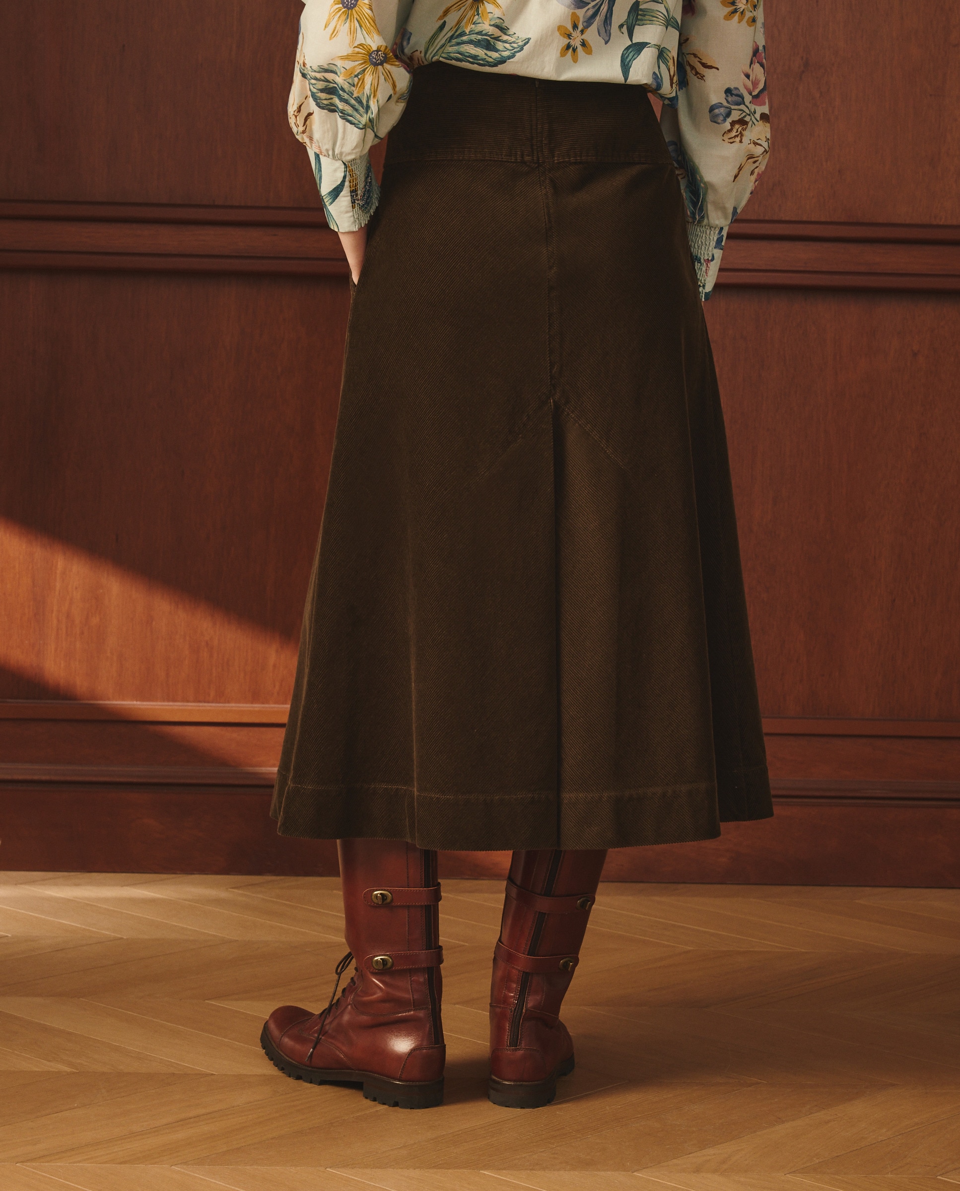 Saia Midi de Bombazina 520 Caqui-3