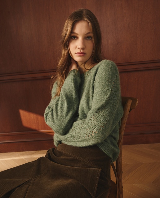 Imagem 0 de Camisola de malha de mulher com manga comprida e decote redondo