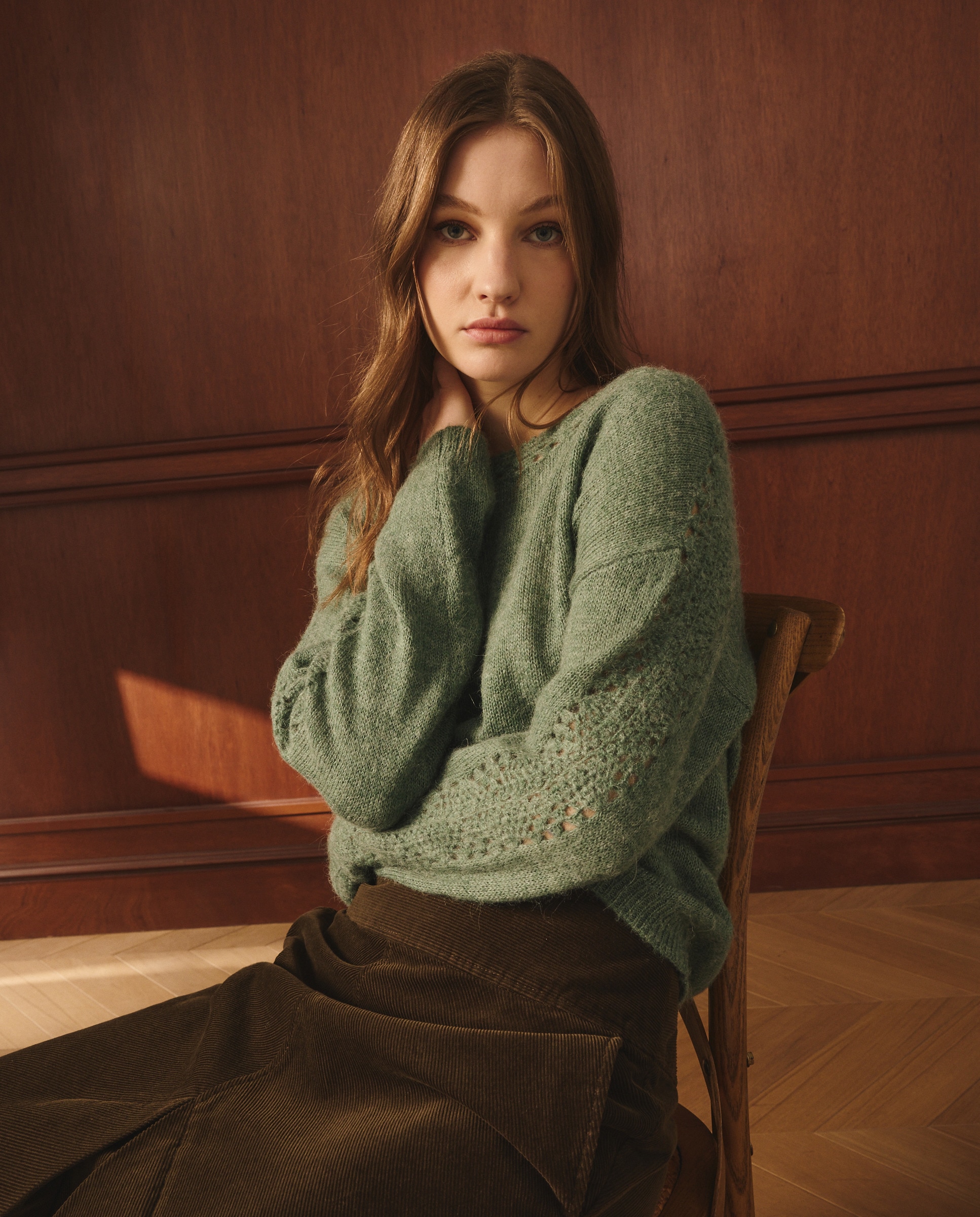 Imagem 0 de Camisola de malha de mulher com manga comprida e decote redondo