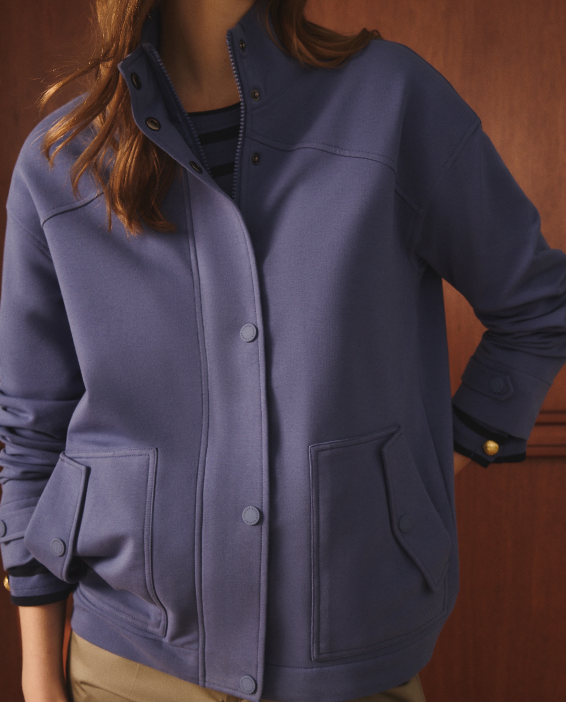 Sweatshirt com Fecho de Correr e sem Capuz 440 Azulão-3