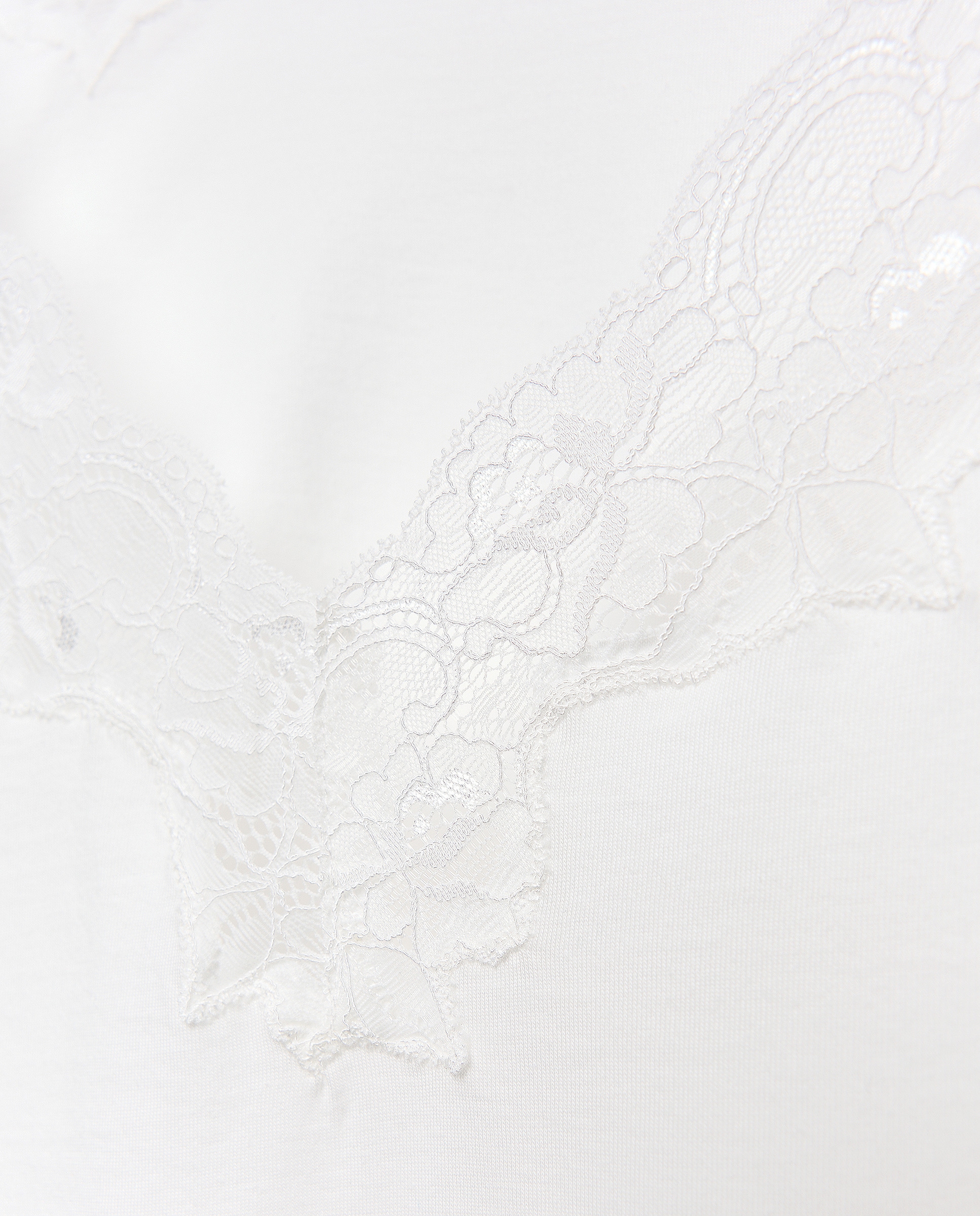 T-shirt de Alças Rendilhadas Branco-marfim-5