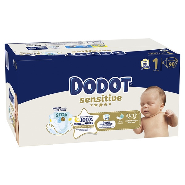 Sensitive size 1 nappies for newborns 2 to 5 kg box 90 units