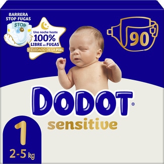 Sensitive pañales recién nacido de 2 a 5 kg talla 1 caja 90 unidades - Dodot