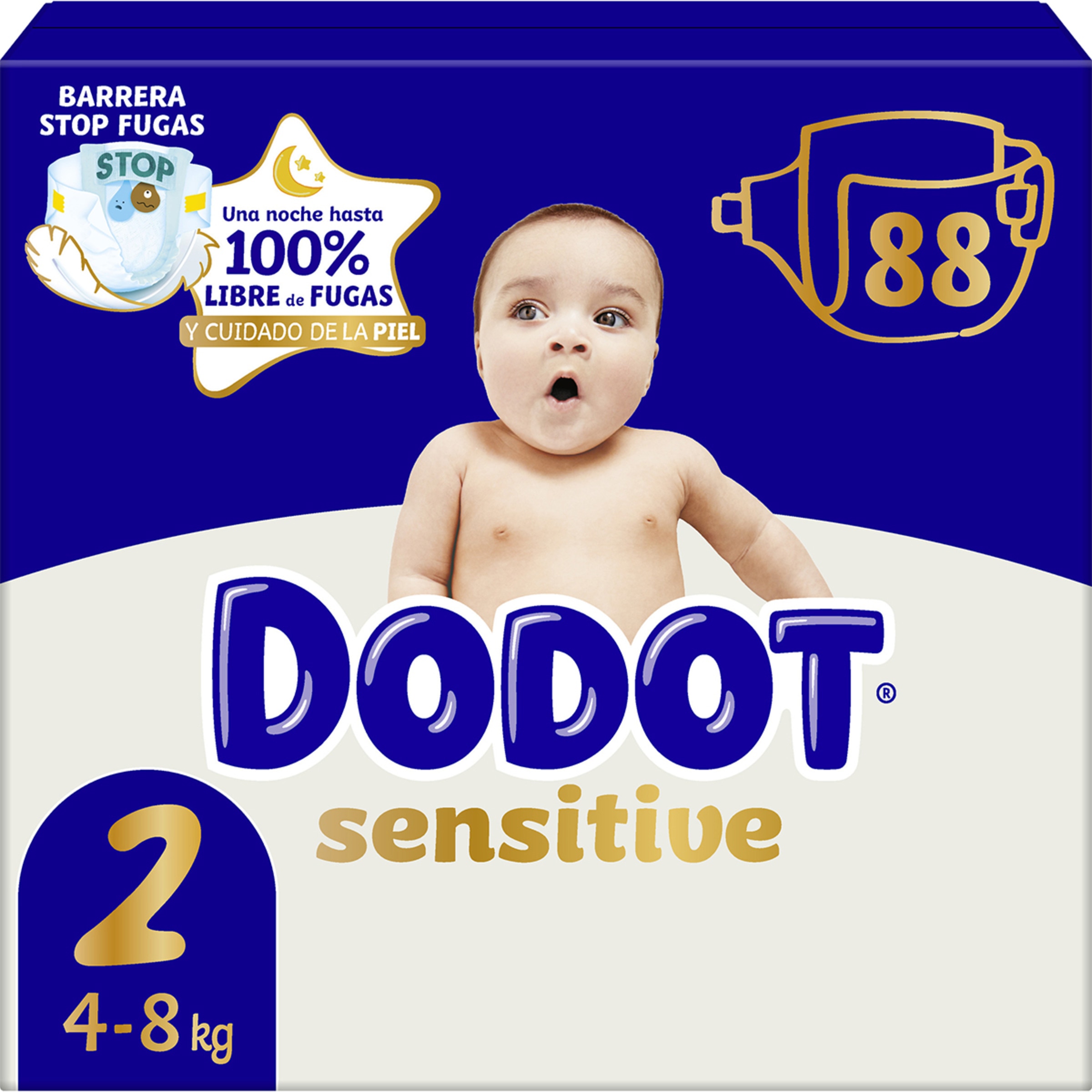 Sensitive pañales recién nacido de 4 a 8 kg talla 2 caja 88 unidades