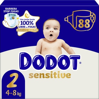 Sensitive pañales recién nacido de 4 a 8 kg talla 2 caja 88 unidades - Dodot