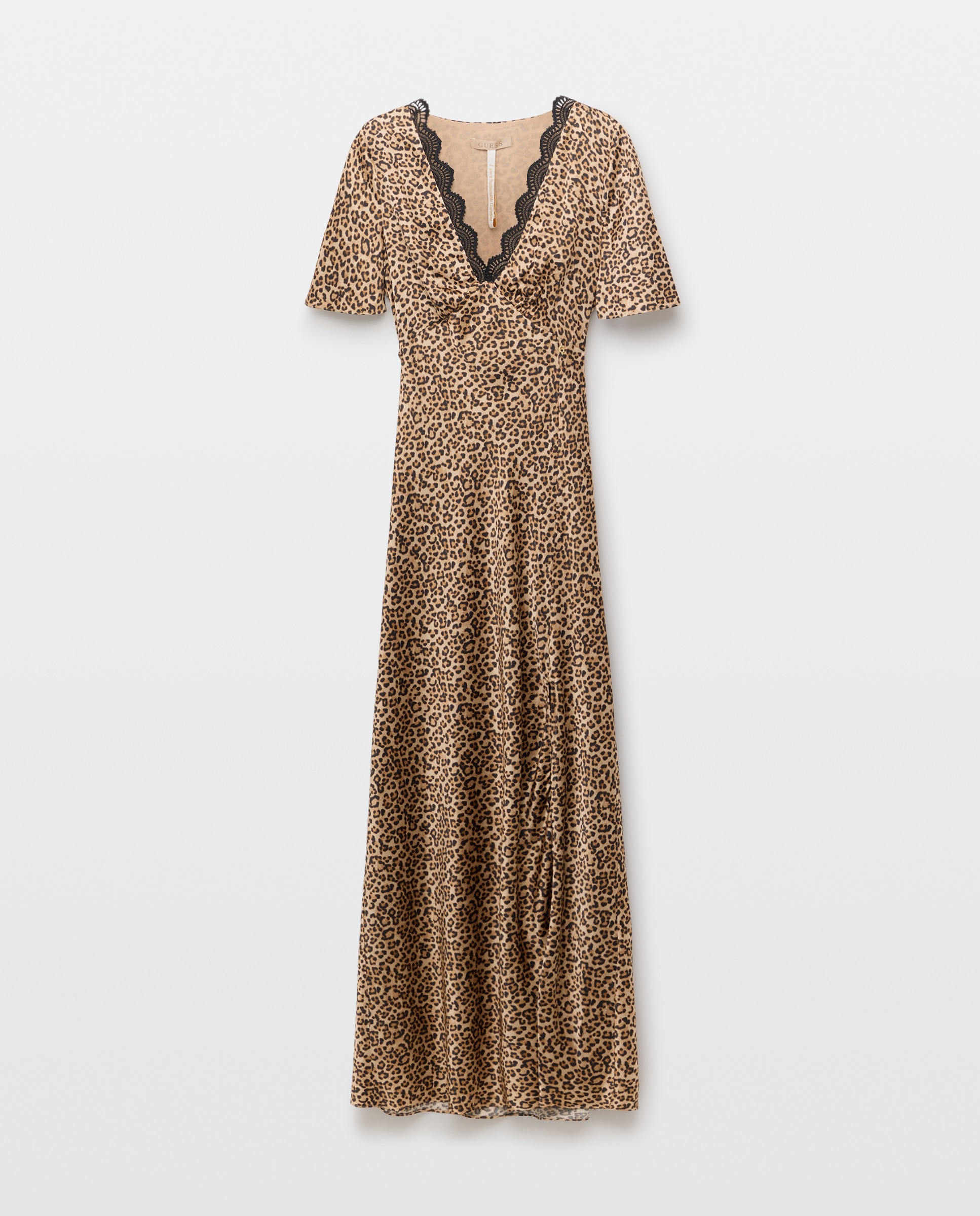 Vestido Comprido de Manga Curta Multicolor-4