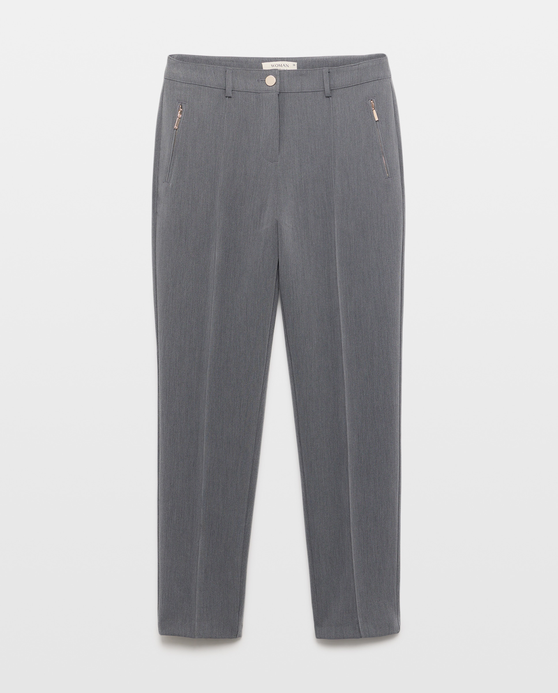 Calças Lisas Semi Skinny com Fecho de Correr 830 Antracite-5