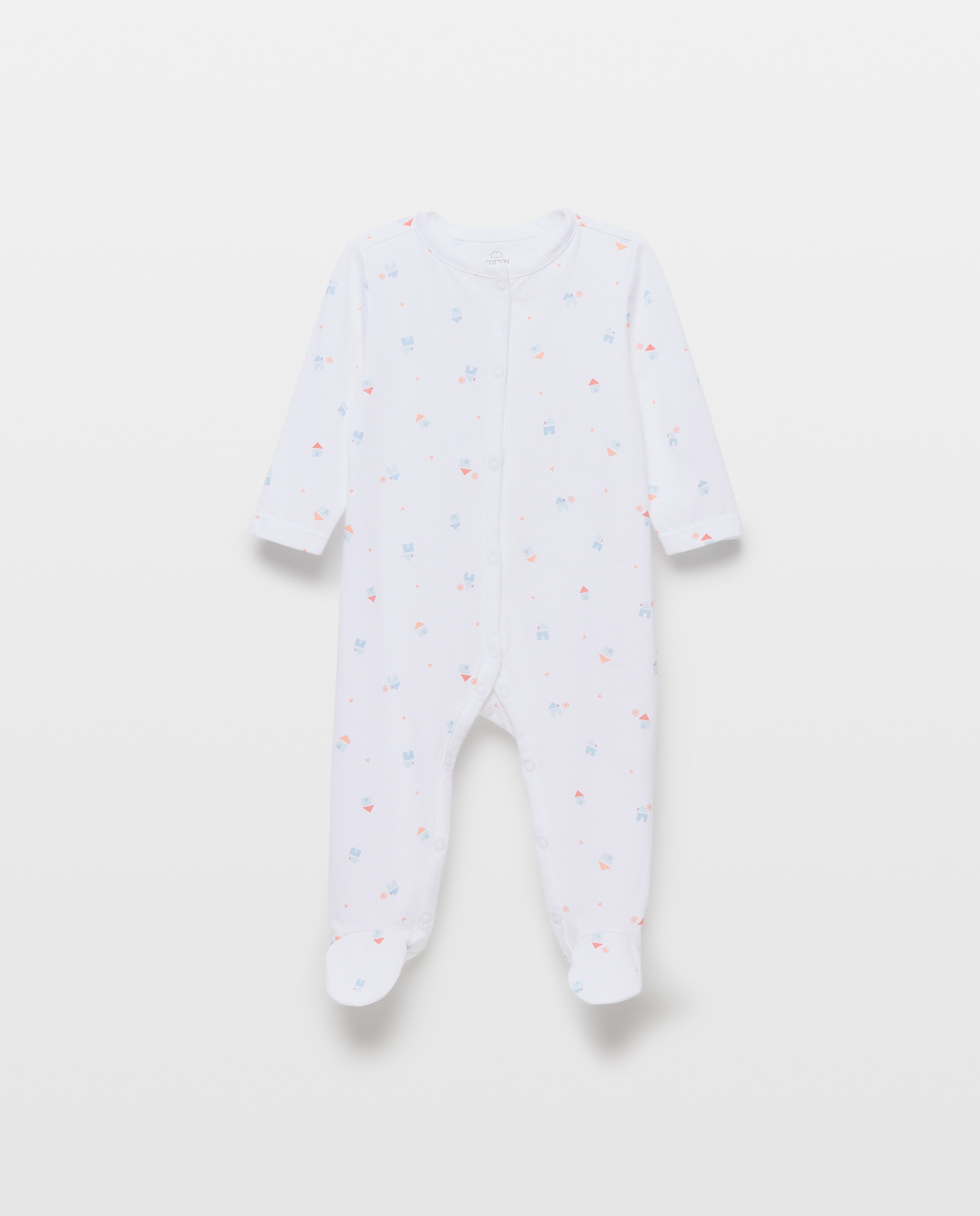 Babygrow Comprido de Malha de Bebé com Estampado de Fantasia Branco-1