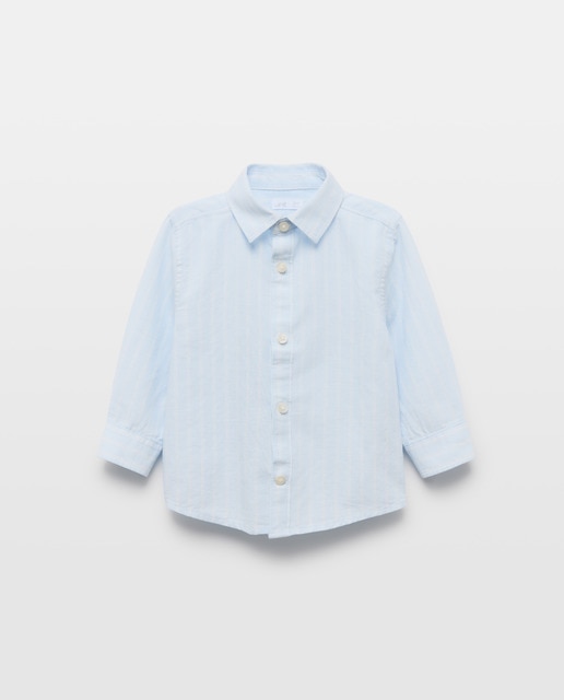Imagen 0 de Camisa de bebé algodón-lino rayas