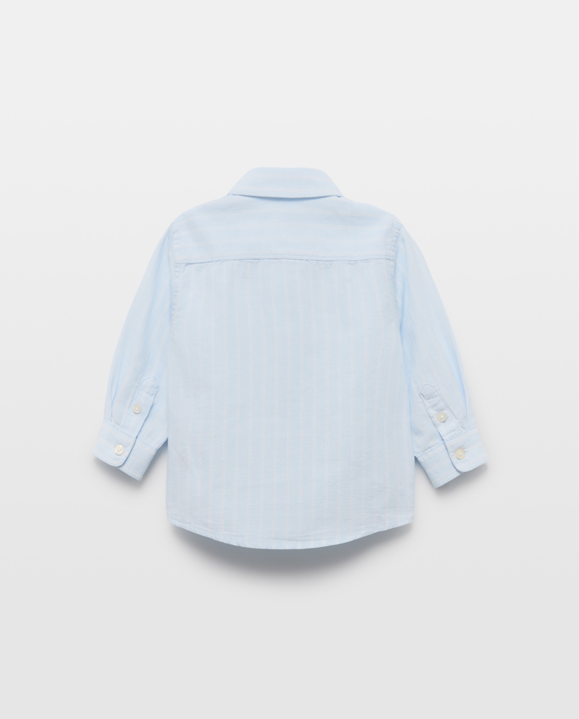 Camisa de bebé algodón-lino rayas 410 Azul claro-2