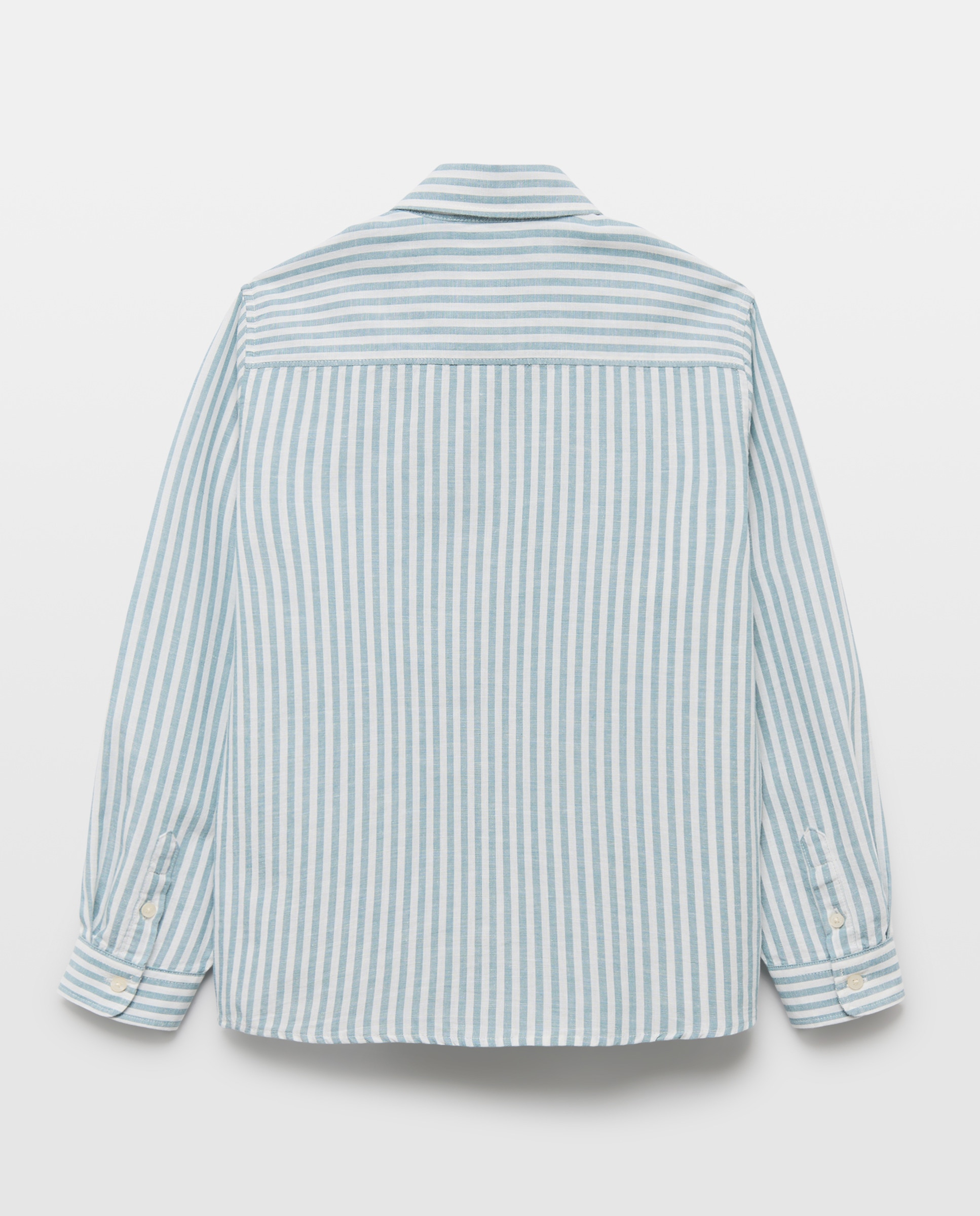 Camisa de niño algodón-lino rayas Verde-2