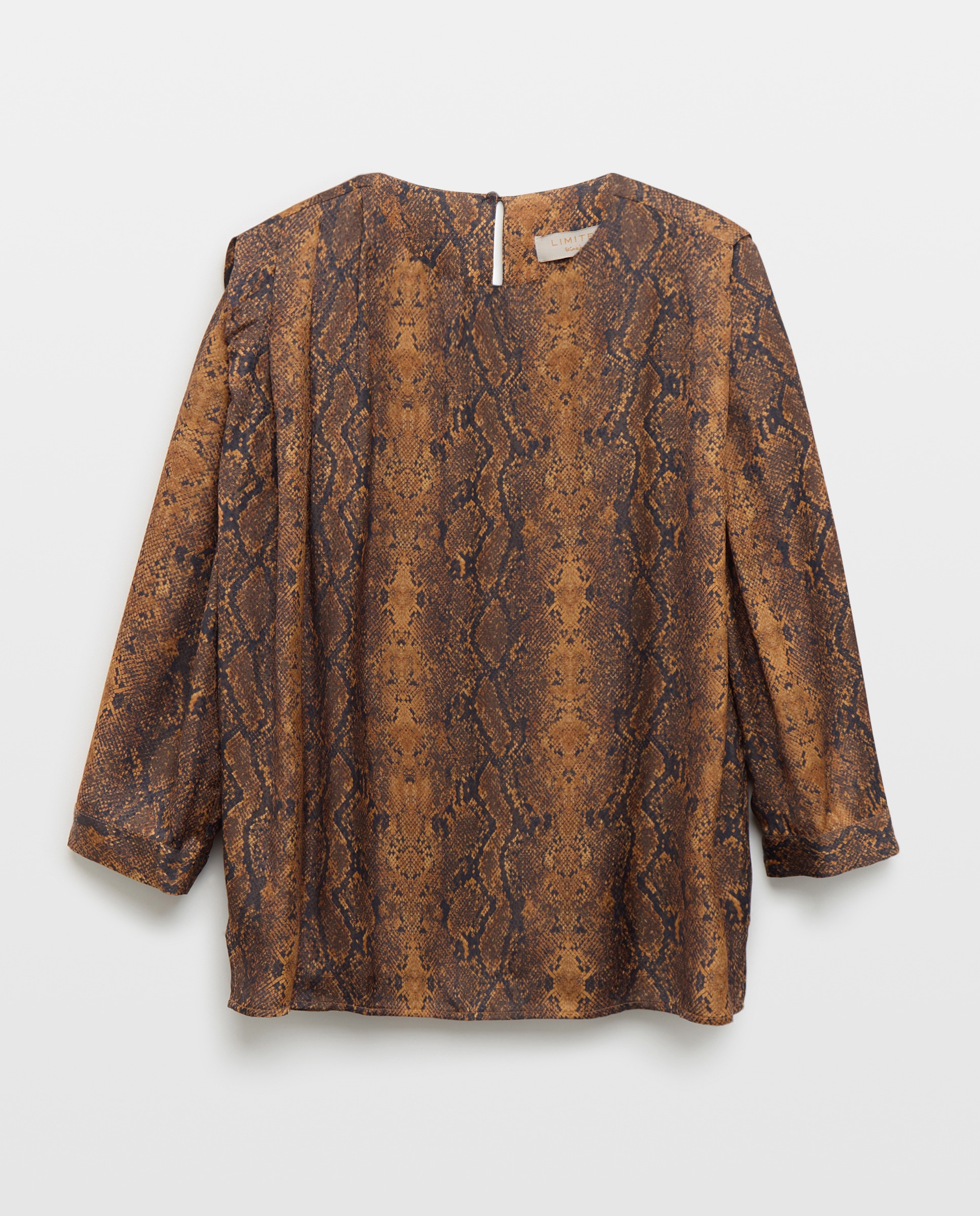 Top com Decote Redondo e Animal Print de Serpente Castanho-5