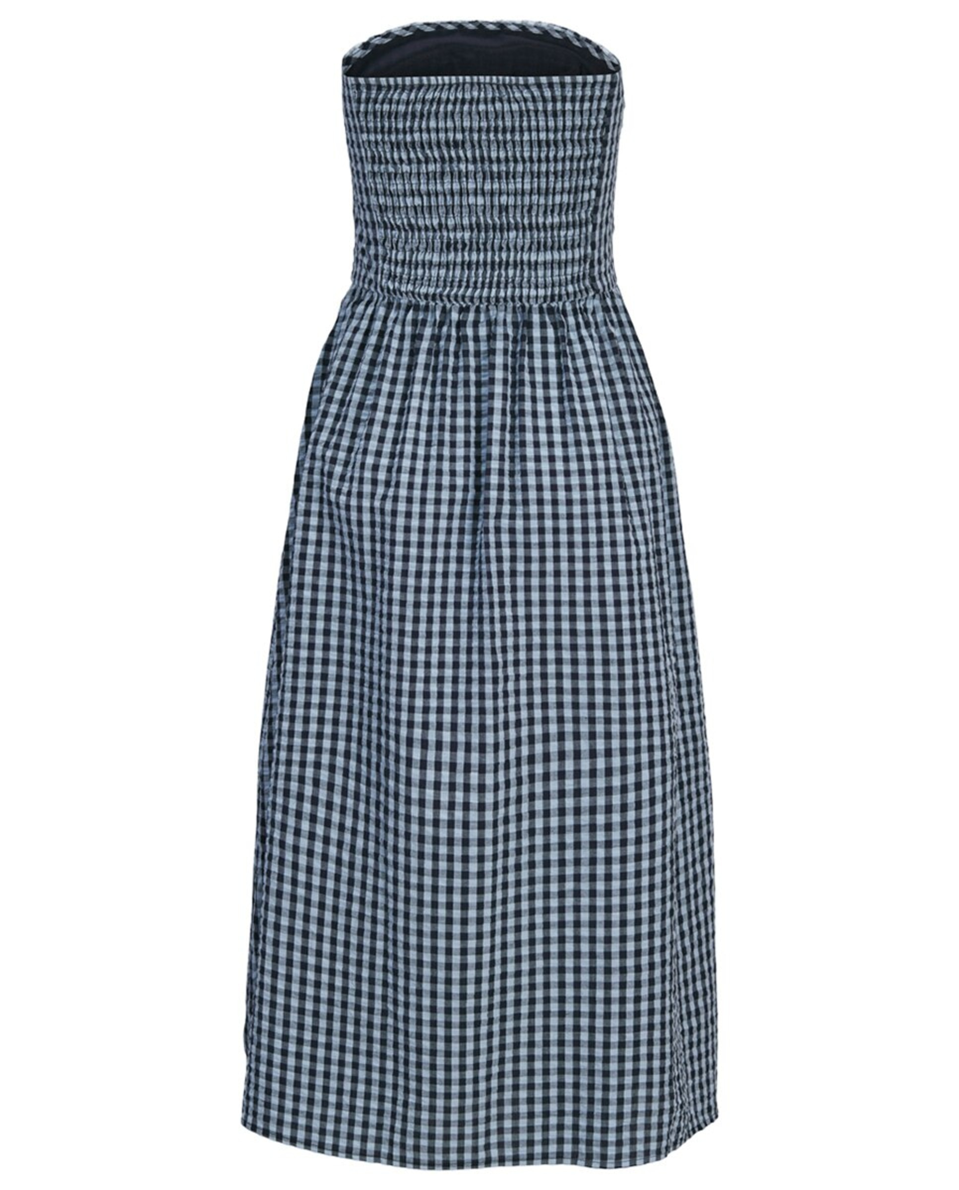 Vestido comprido com estampado vichy Azul-4