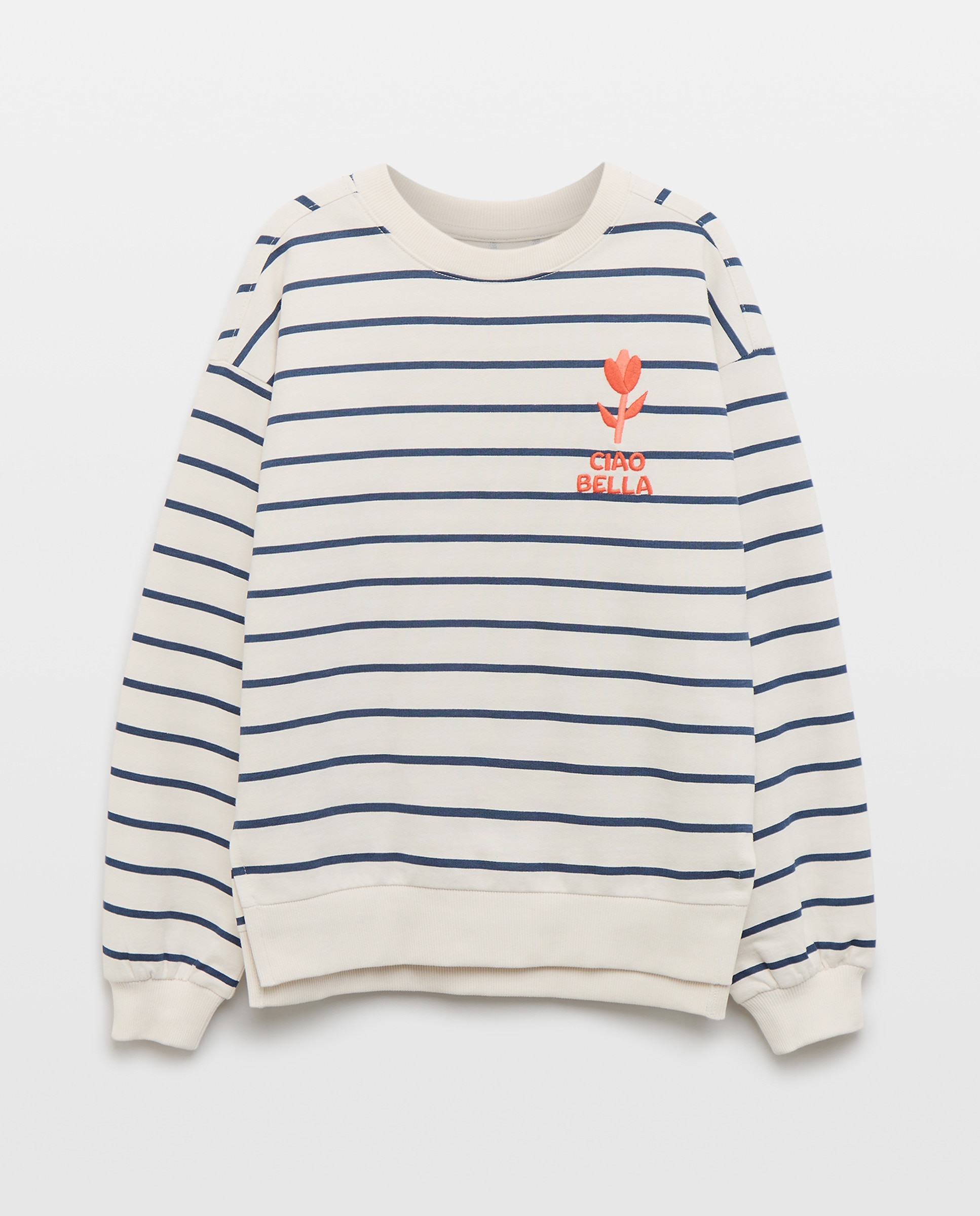 Sweatshirt às Riscas de Felpa Jacquard com Decote Redondo e Bordado Lateral Kids El Corte Inglés Azul-5