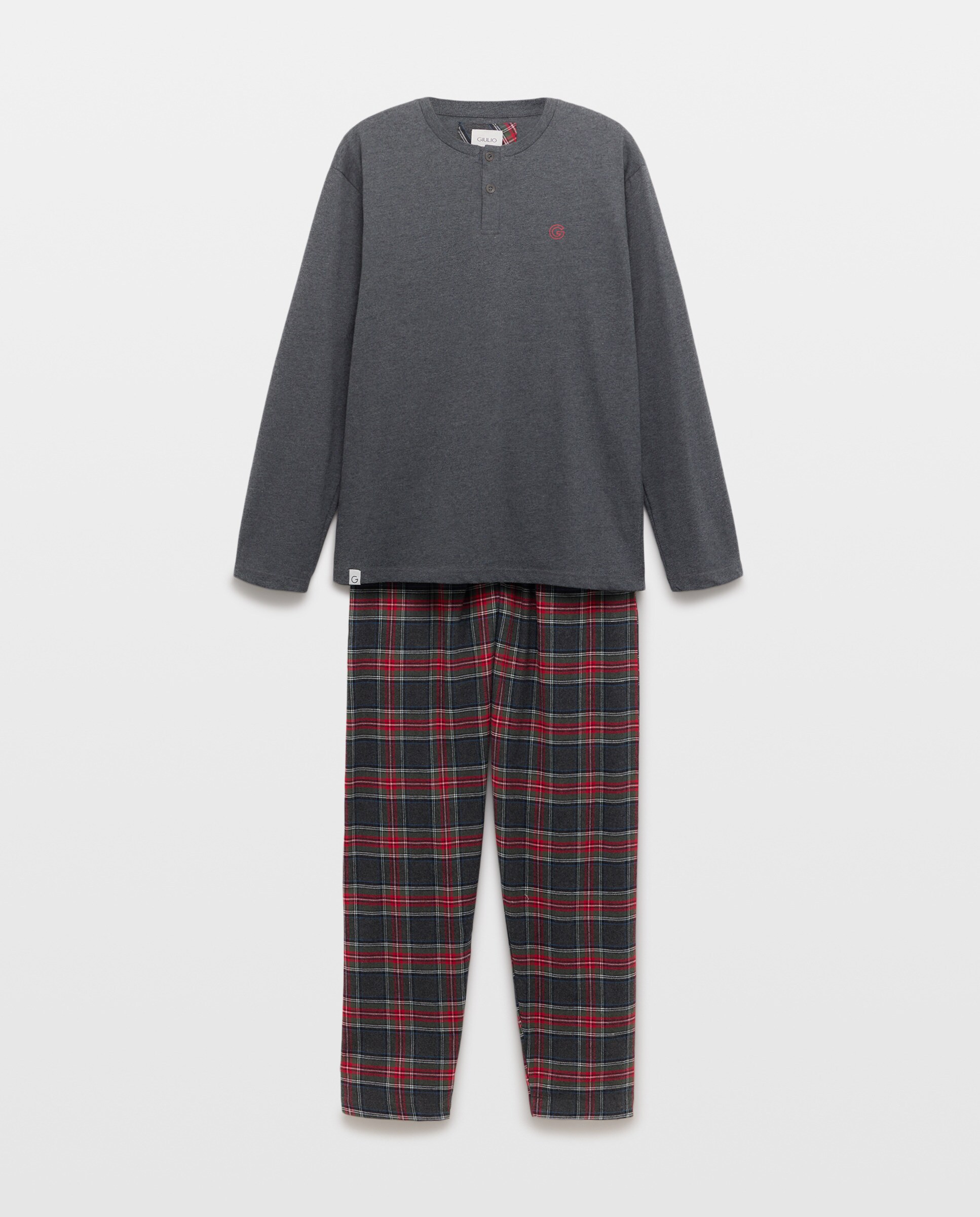 Pijama Combinado com Camisola de Malha Cinzento-3