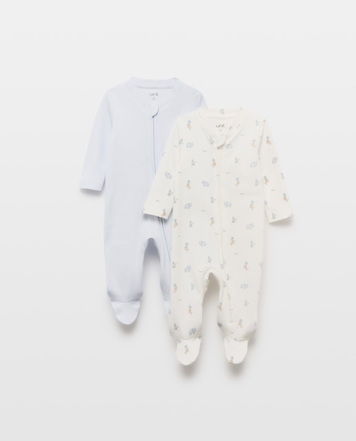 Imagen 0 de Pack 2 pijamas de bebé manga larga con cremallera