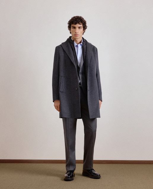 Imagen 0 de Abrigo espiga gris modulable de hombre.
