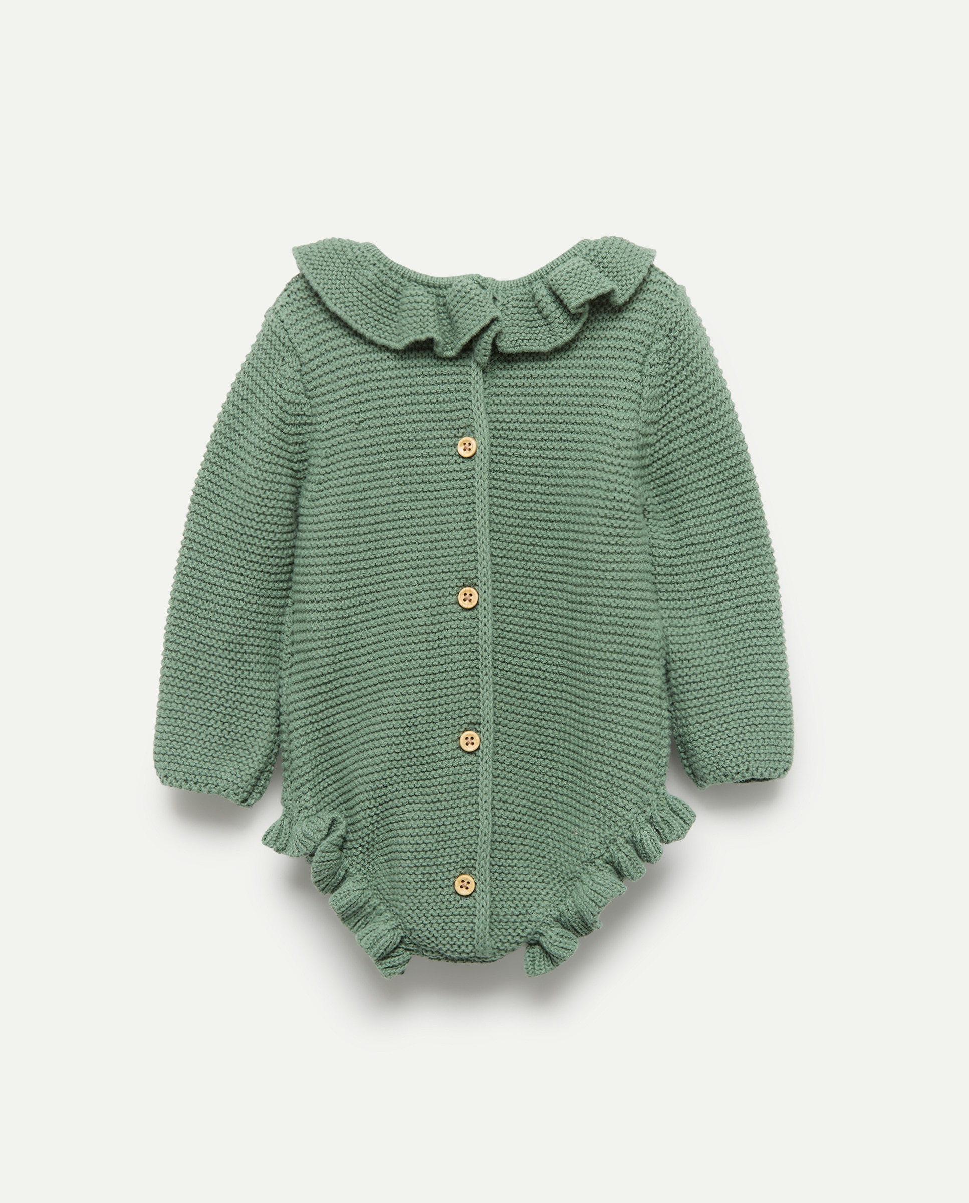 Pelele de recién nacido ml tricot volante 530 Verde oscuro-2
