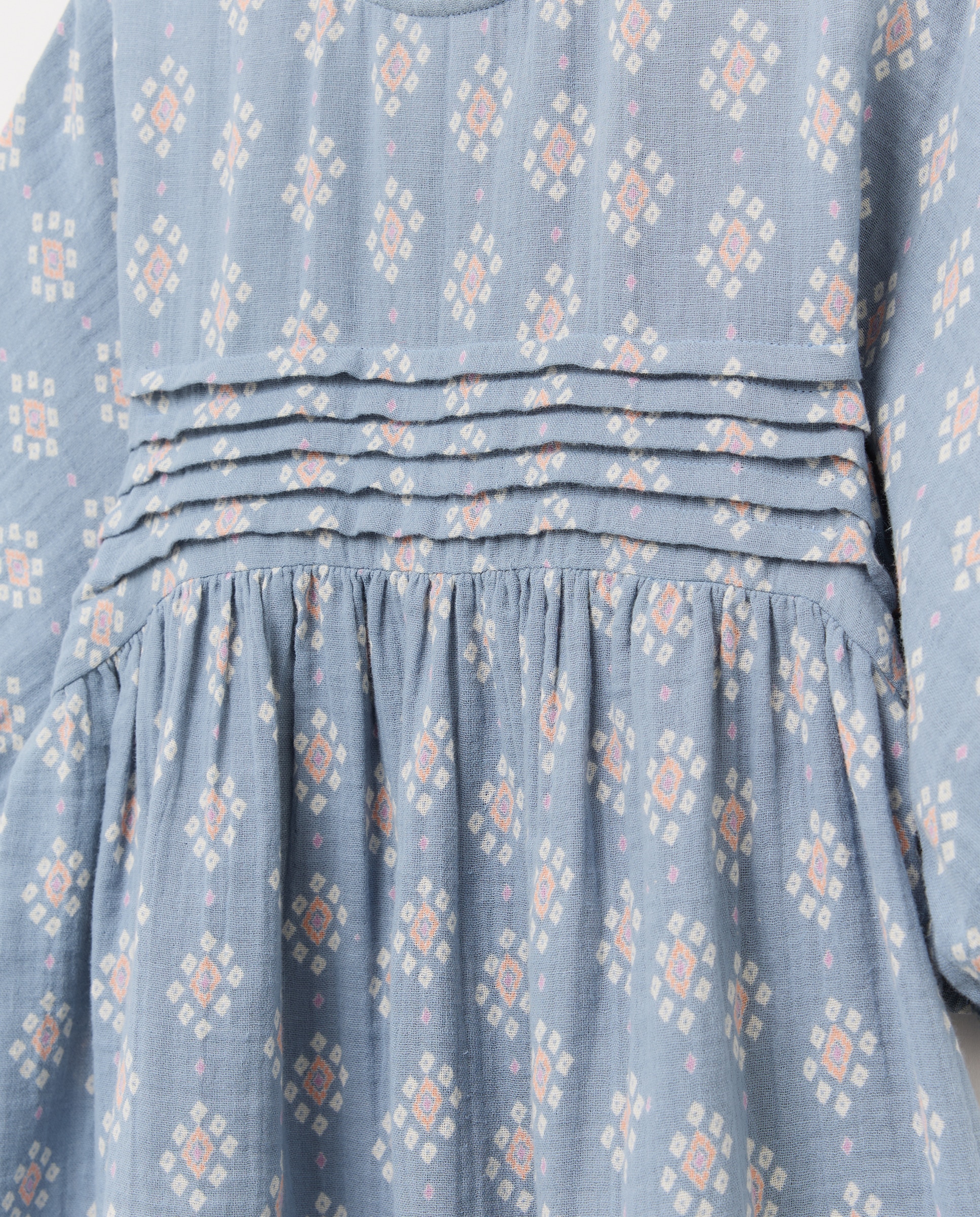 Vestido niña de doble gasa estampado Azul pálido-3