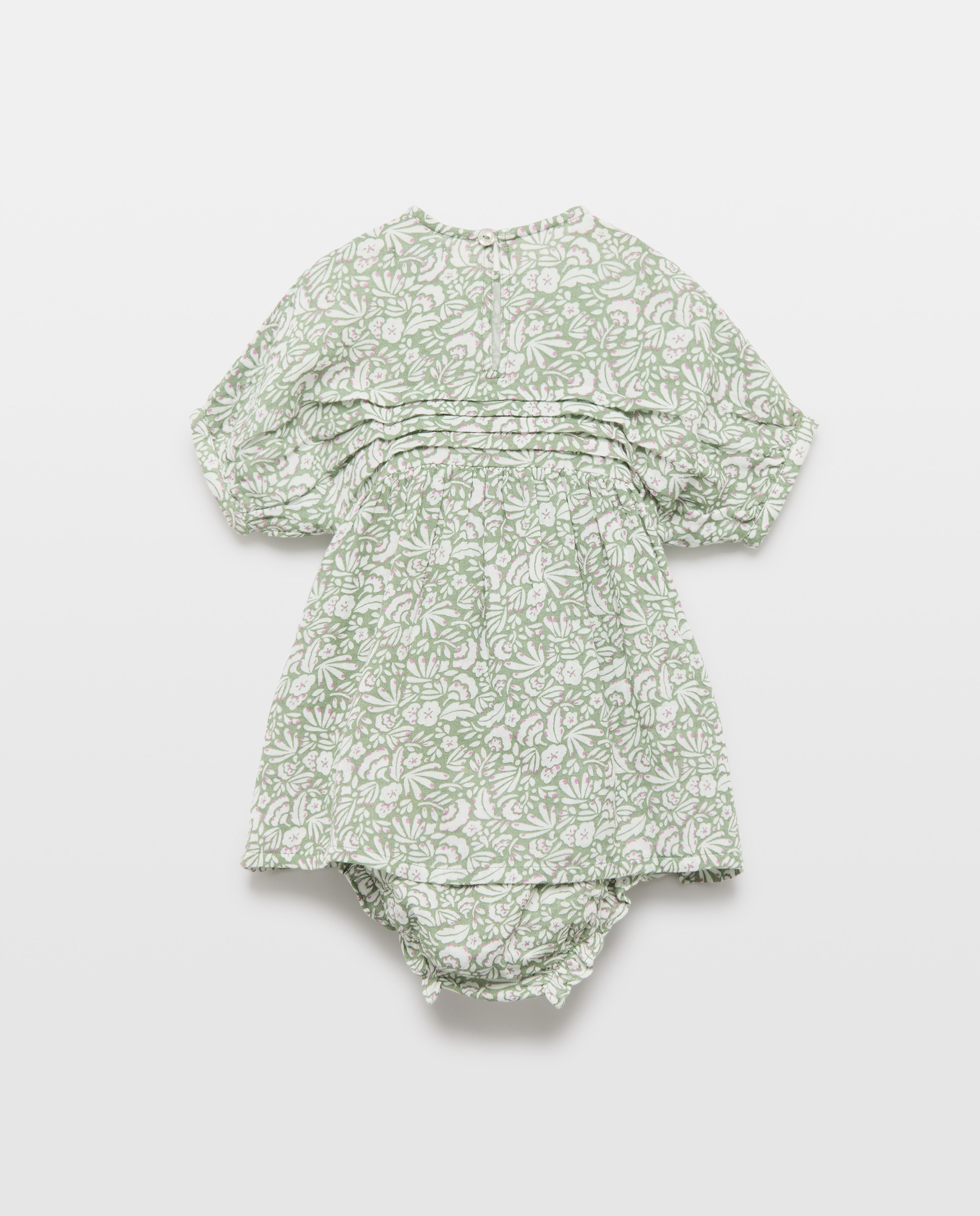 Vestido bebé niña de doble gasa estampado 530 Verde oscuro-2