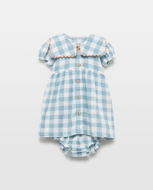 Imagen 0 de Vestido bebé niña de gasa de cuadros vichy