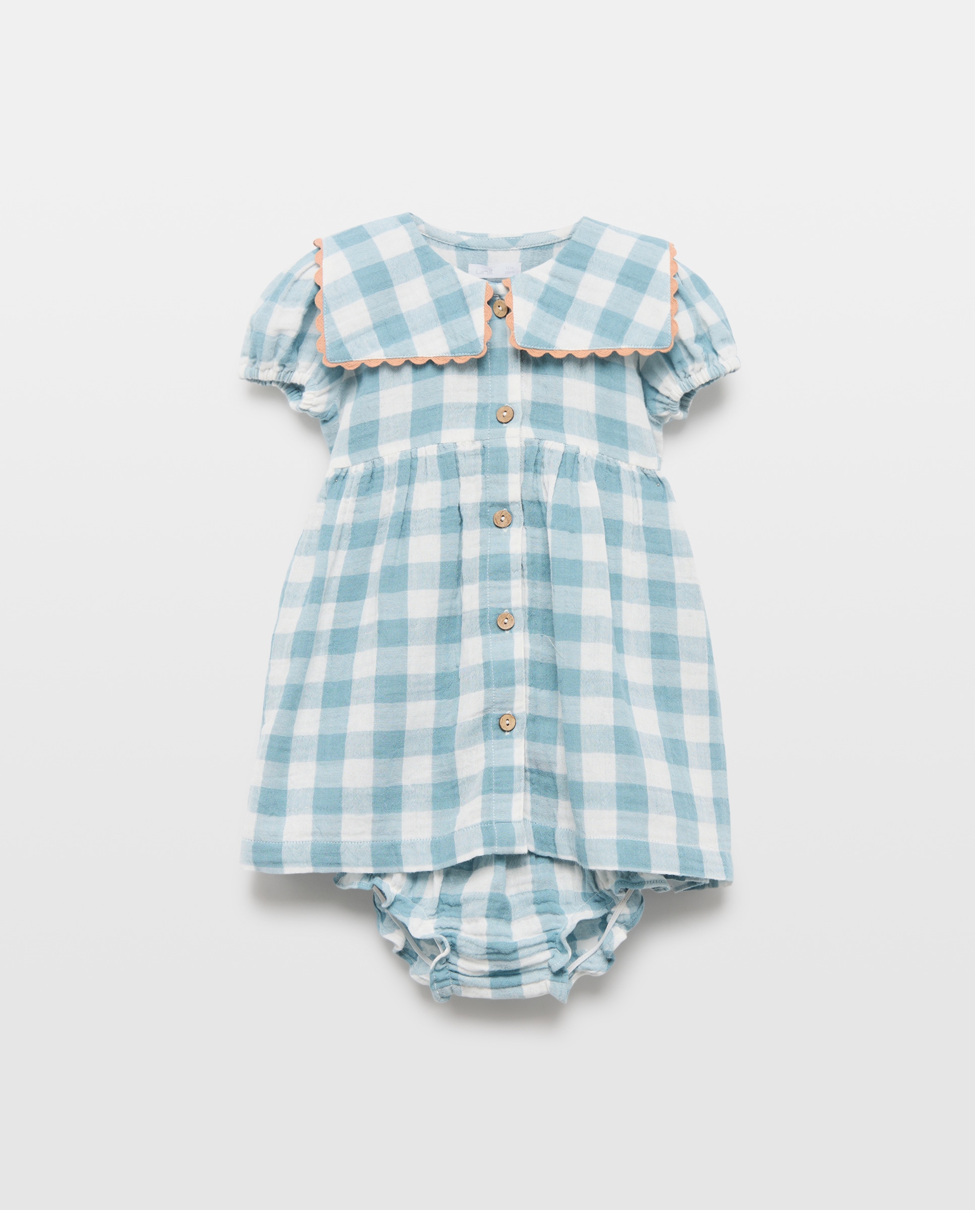 Imagen 0 de Vestido bebé niña de gasa de cuadros vichy
