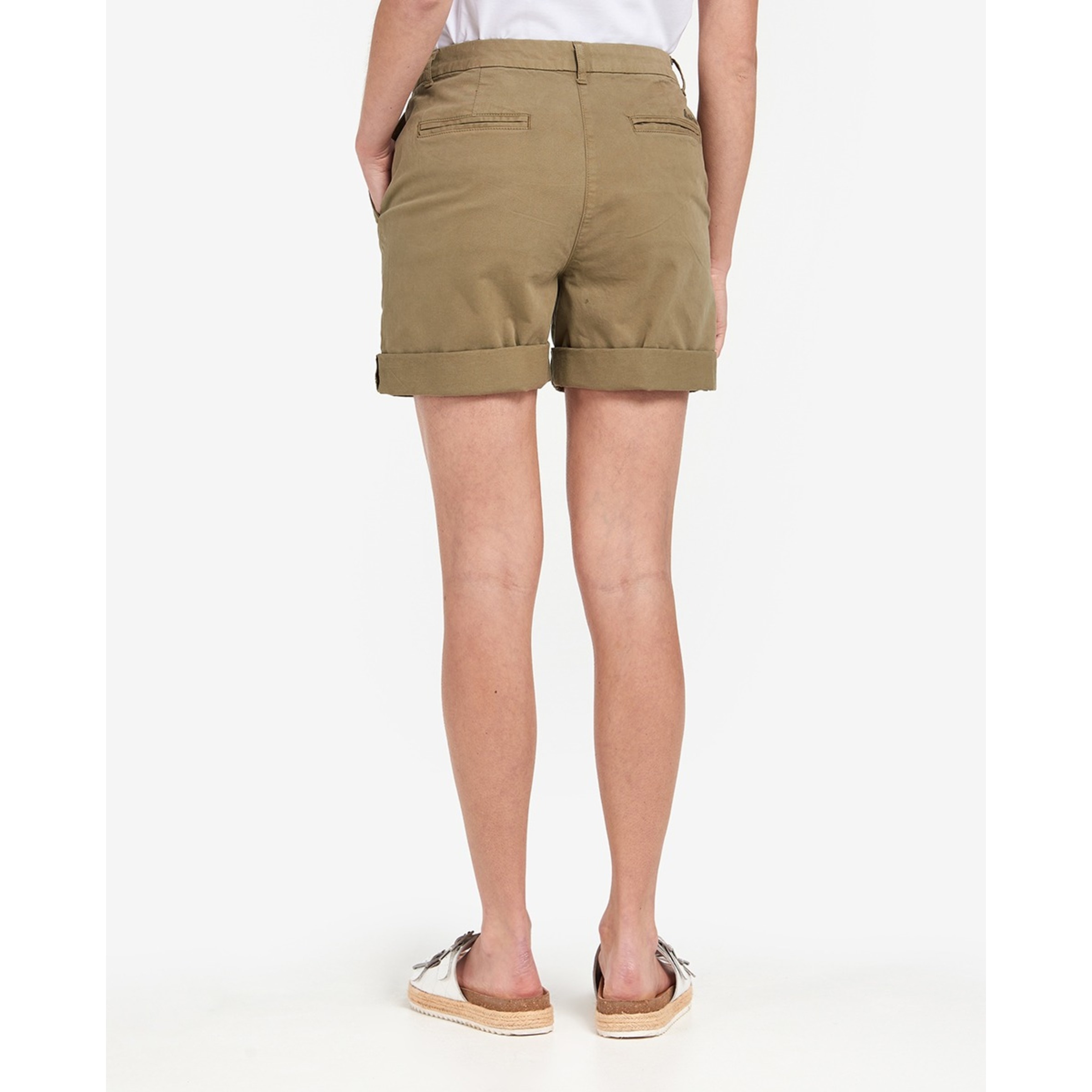 Calções Chino de Mulher Caqui-3