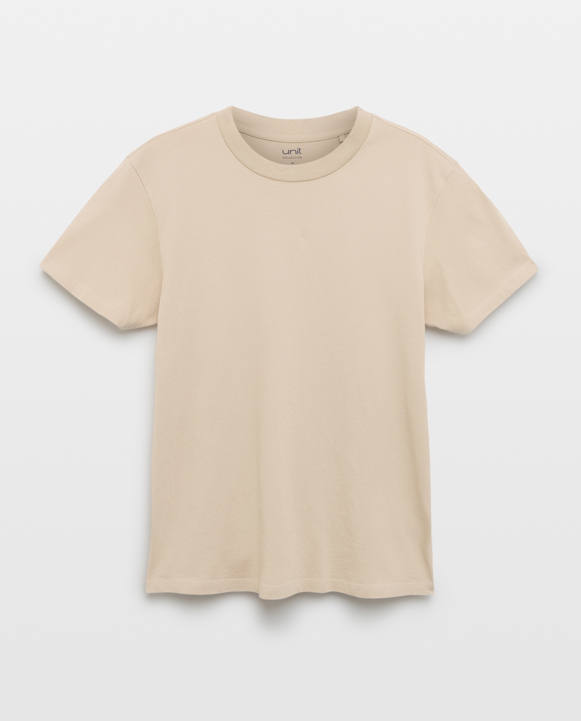 Camiseta de hombre manga corta cuello caja lisa Beige-4