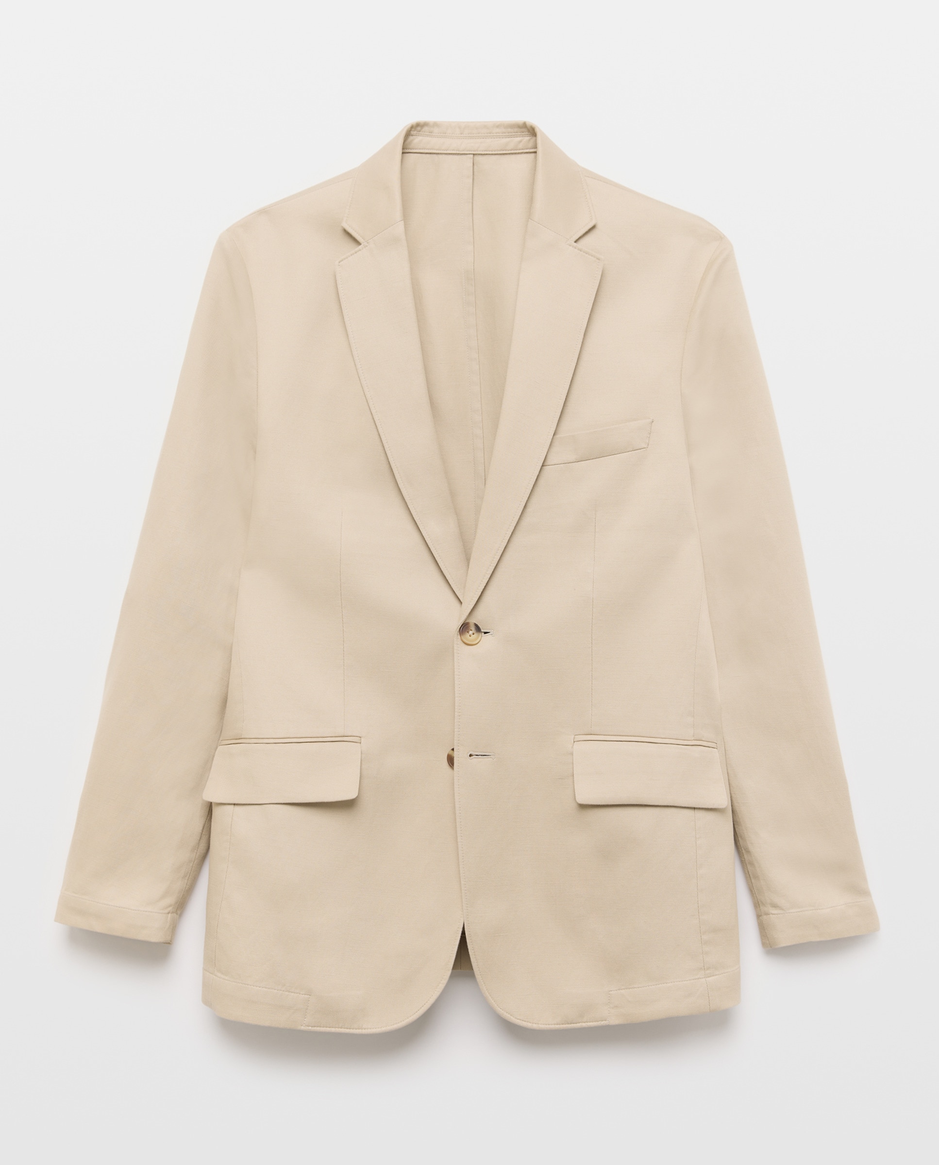 Chaqueta de hombre con lino lisa Beige-4