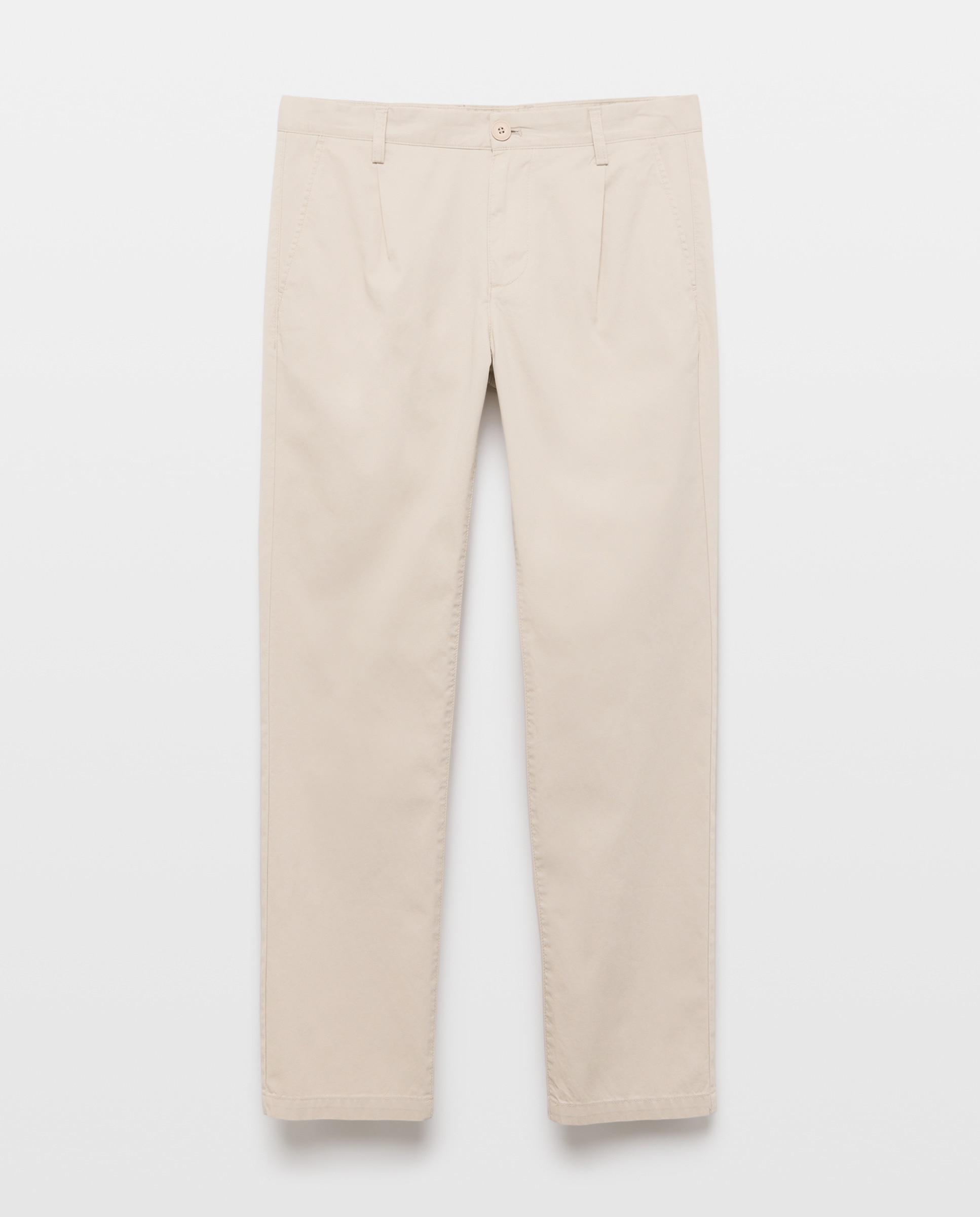 Pantalón hombre chino con pinzas Visón claro-4