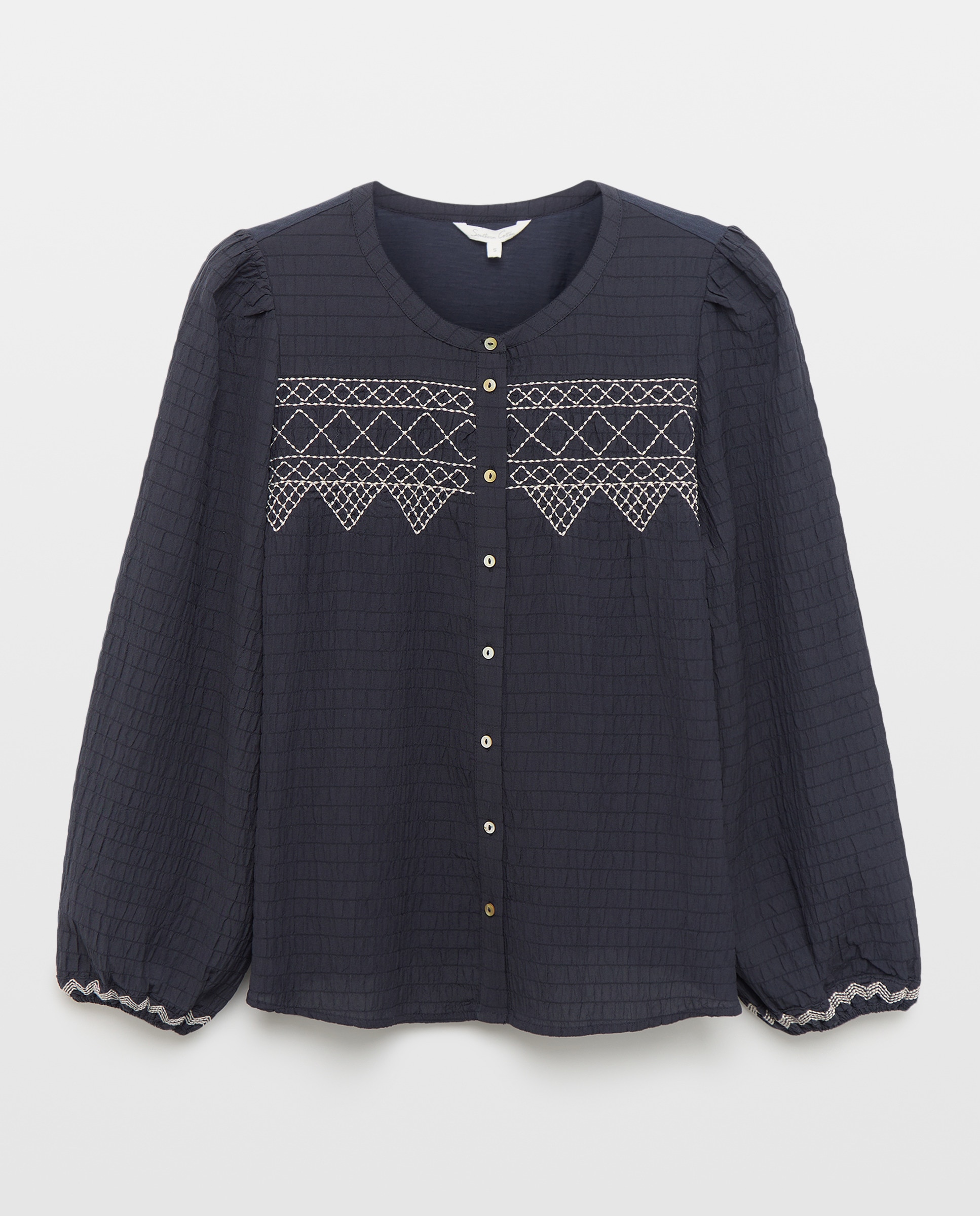 Camisola de Manga Comprida Bordada 471 Índigo-4