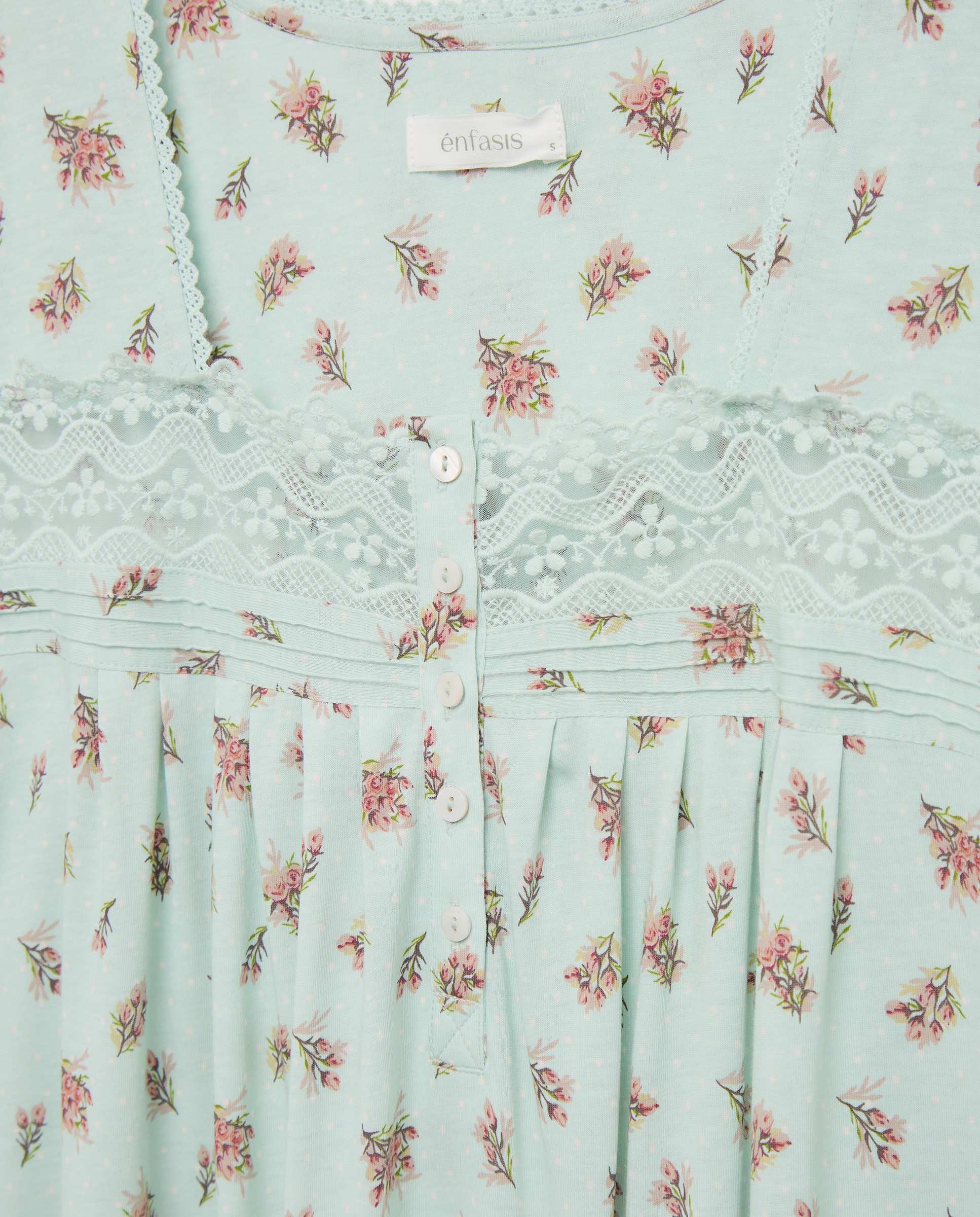 Camisa de dormir curta estampada Verde-4