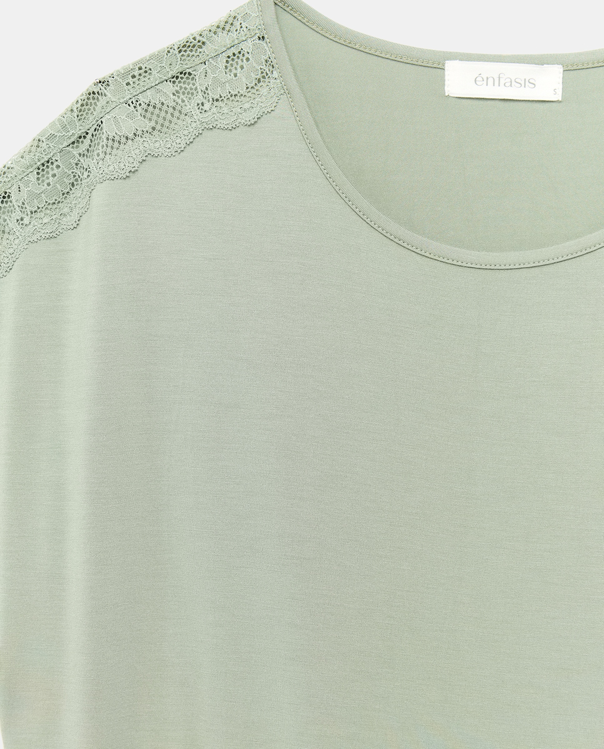T-shirt de Viscose Lisa Verde-5