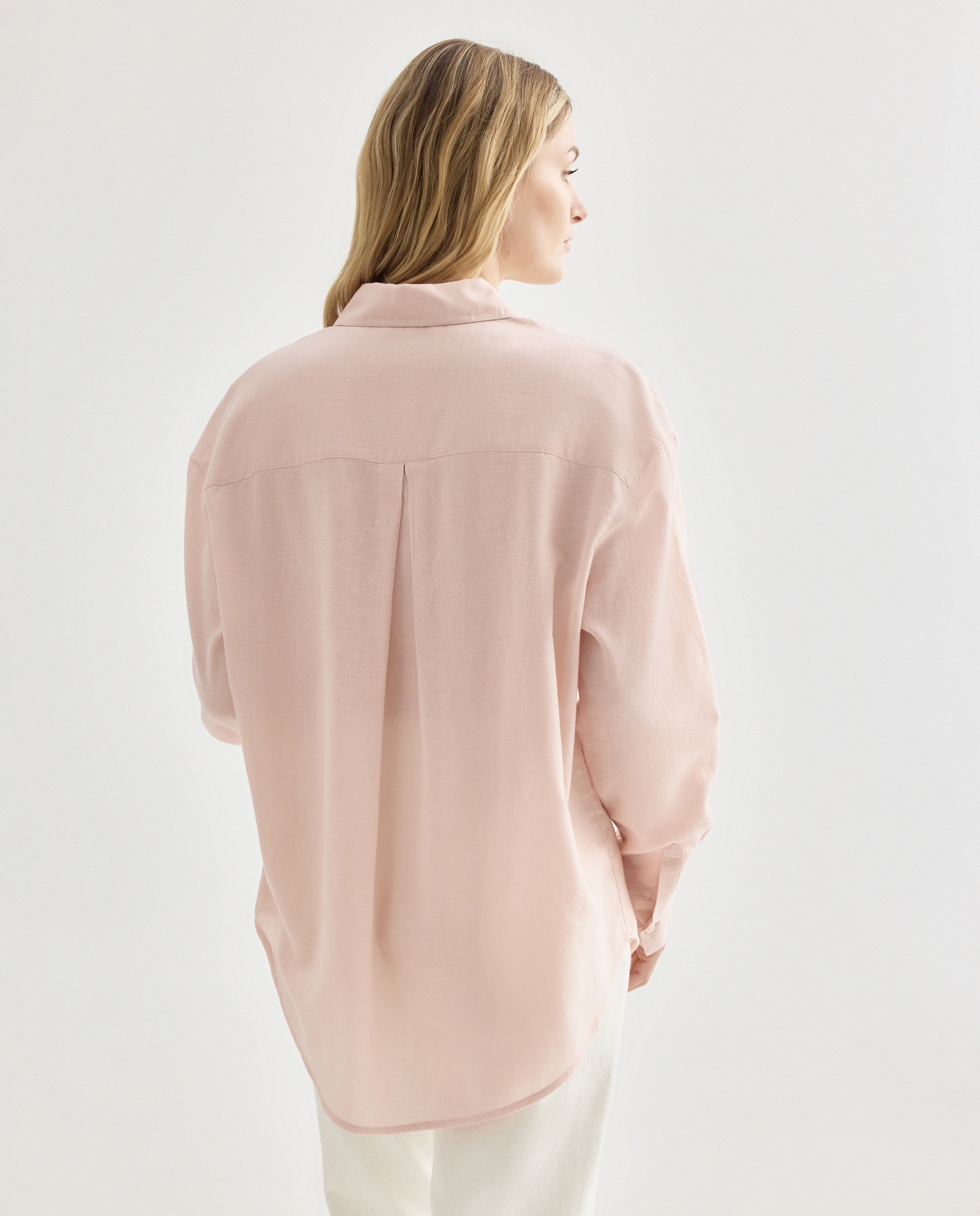 Camisa de mujer de algodón Rosa claro-3