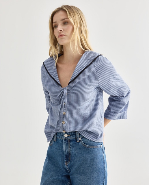 Imagen 0 de Blusa de mujer de rayas de algodón