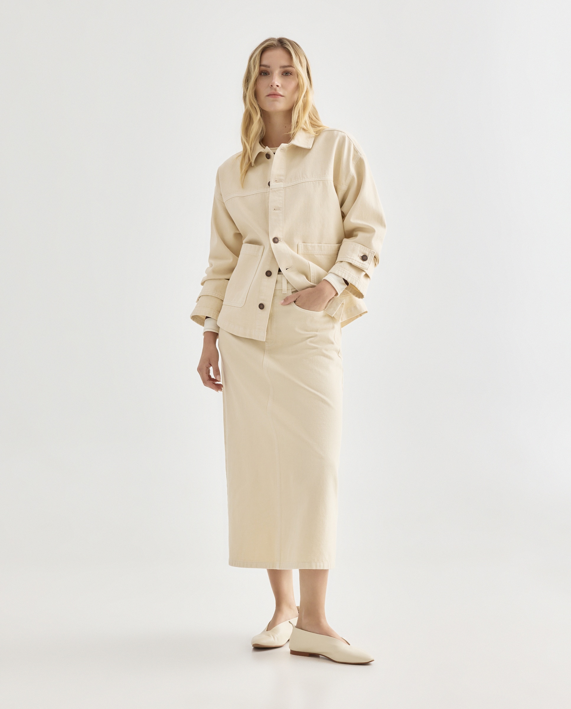 Falda de mujer de algodón evasé total look Multicolor-1