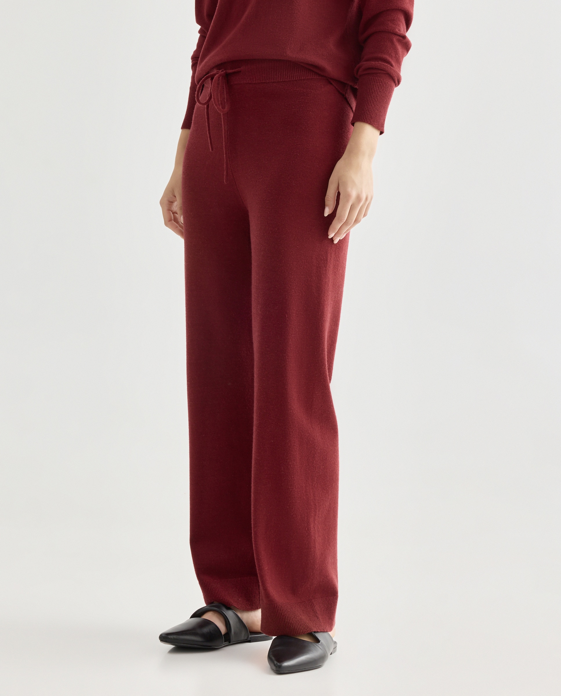 Pantalón de mujer de punto Burdeos-2