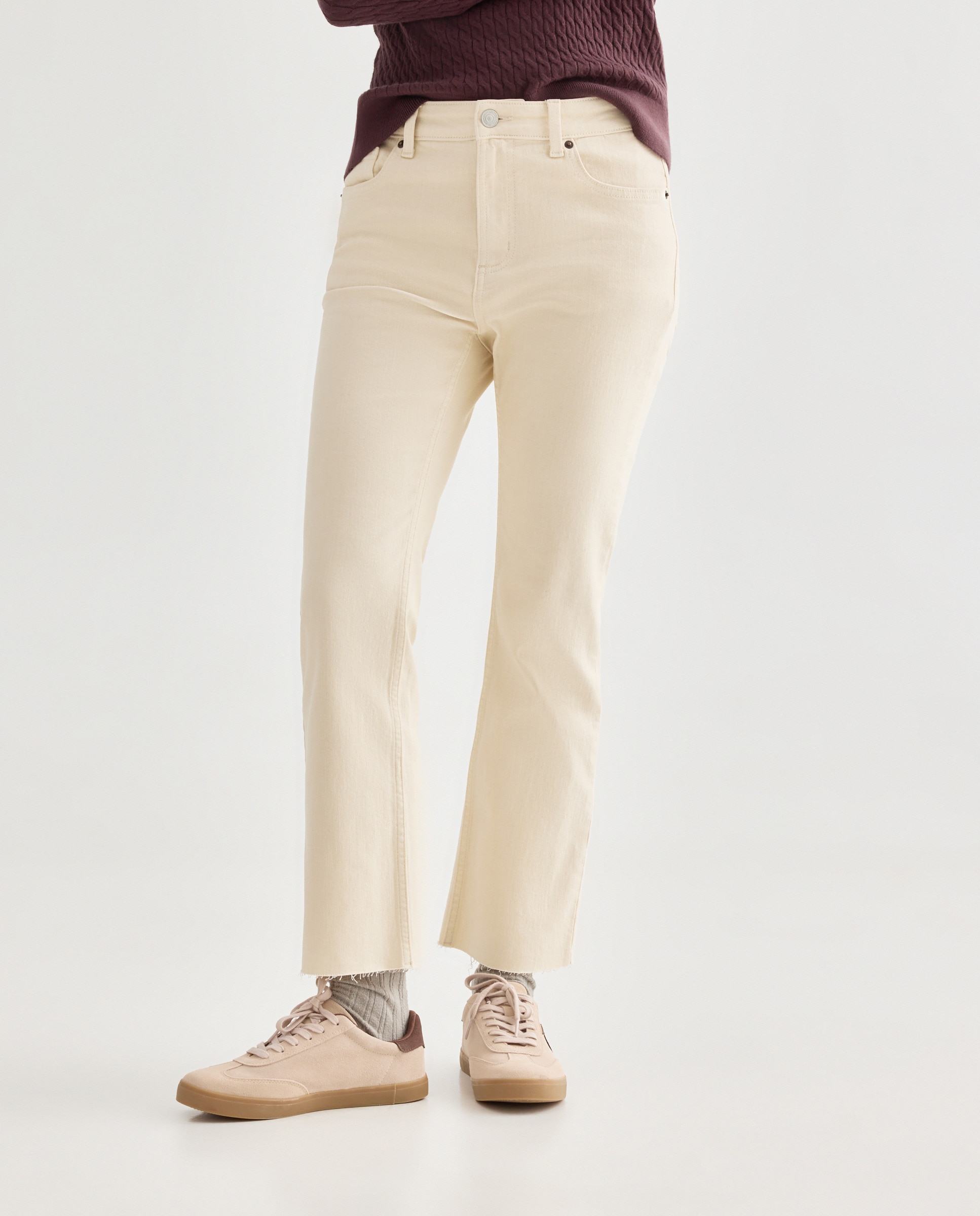 Pantalón de mujer cropped flare desflecado 120 Crudo-2