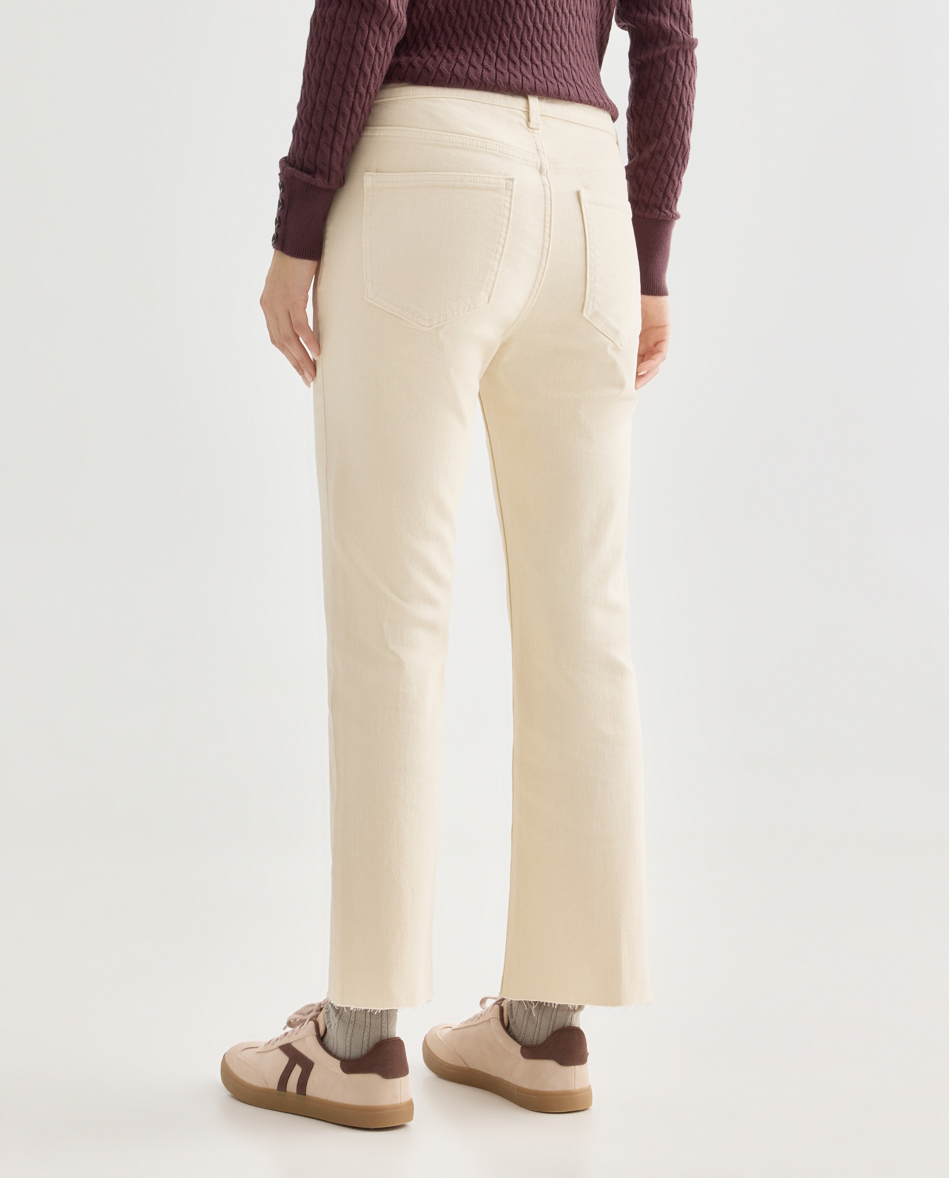 Pantalón de mujer cropped flare desflecado 120 Crudo-3