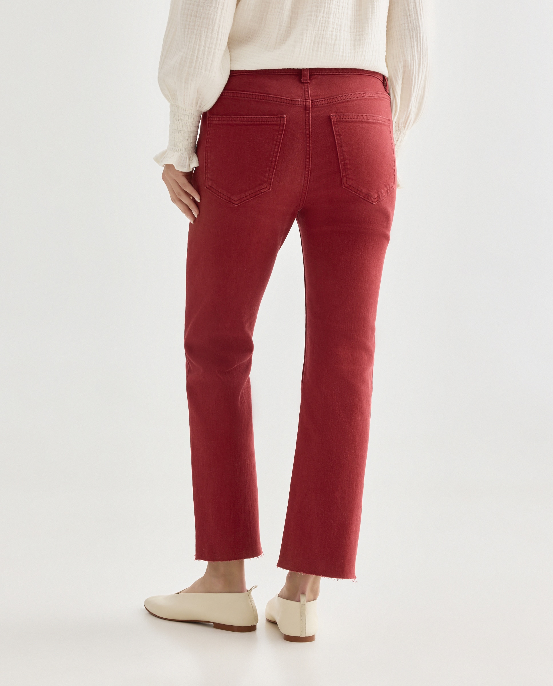 Pantalón de mujer cropped flare desflecado Rojo-3